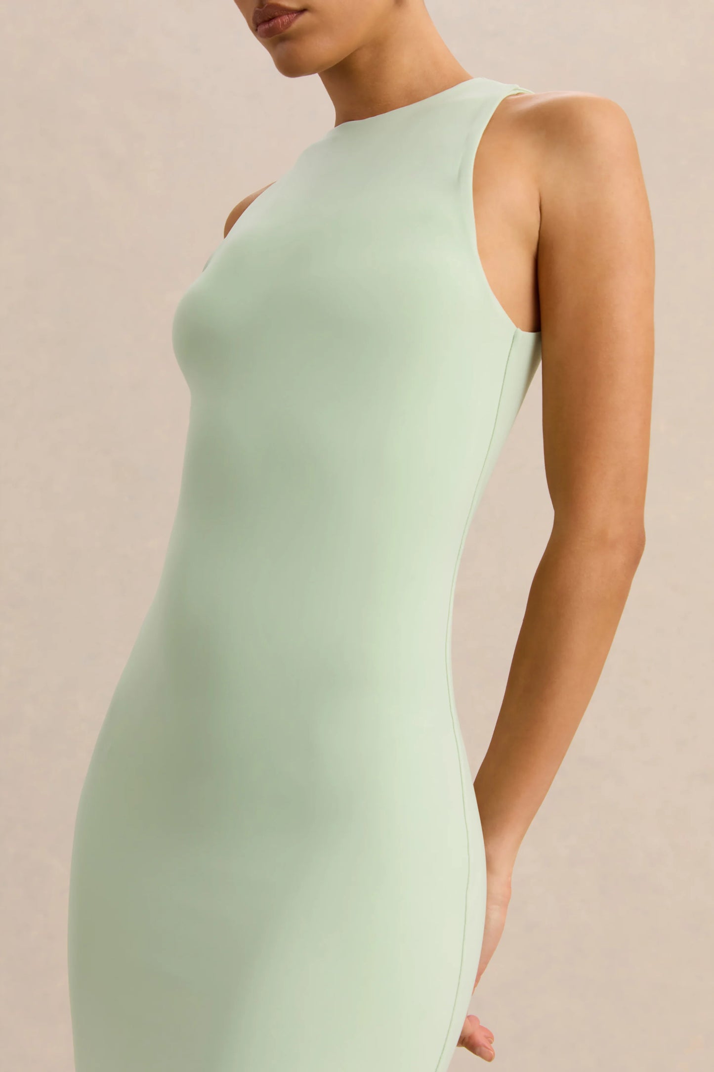 Mirana Mint High-Neck Midi-Dress