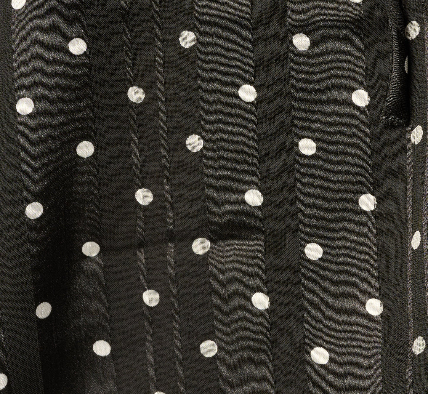 Long Sleeve Chiffon Ruffle Blouse In Black Cream Dot