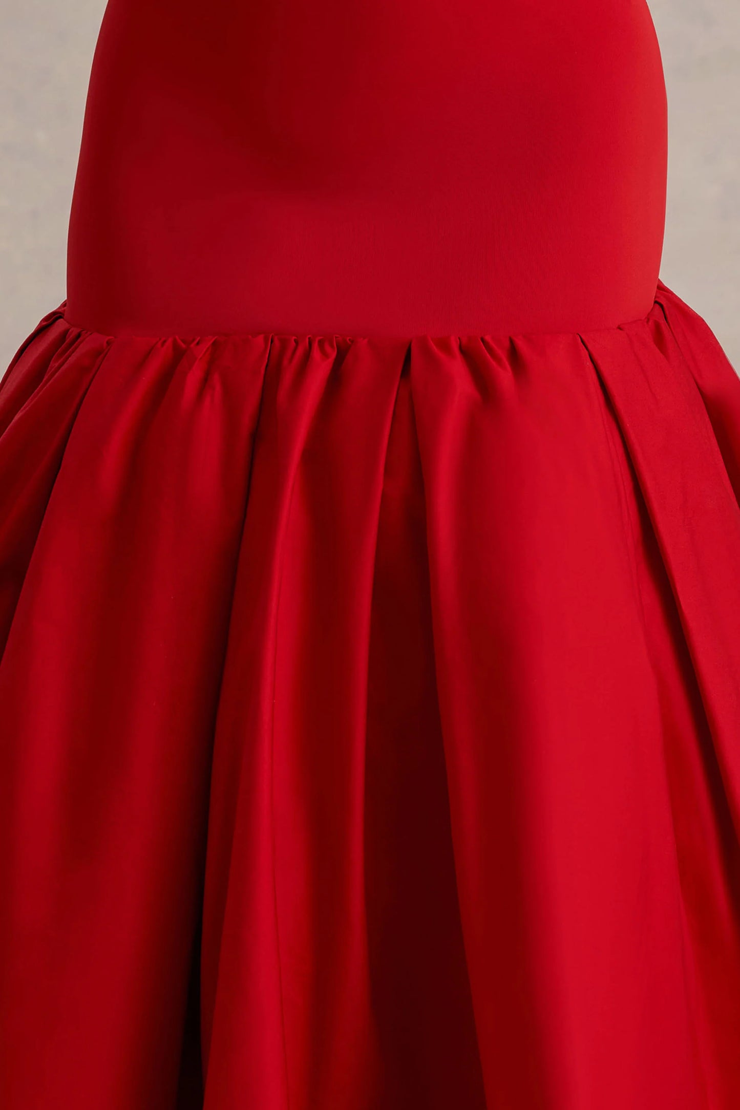 Parida Red Poplin Drop-Waist Midi Dress With Peplum Hem
