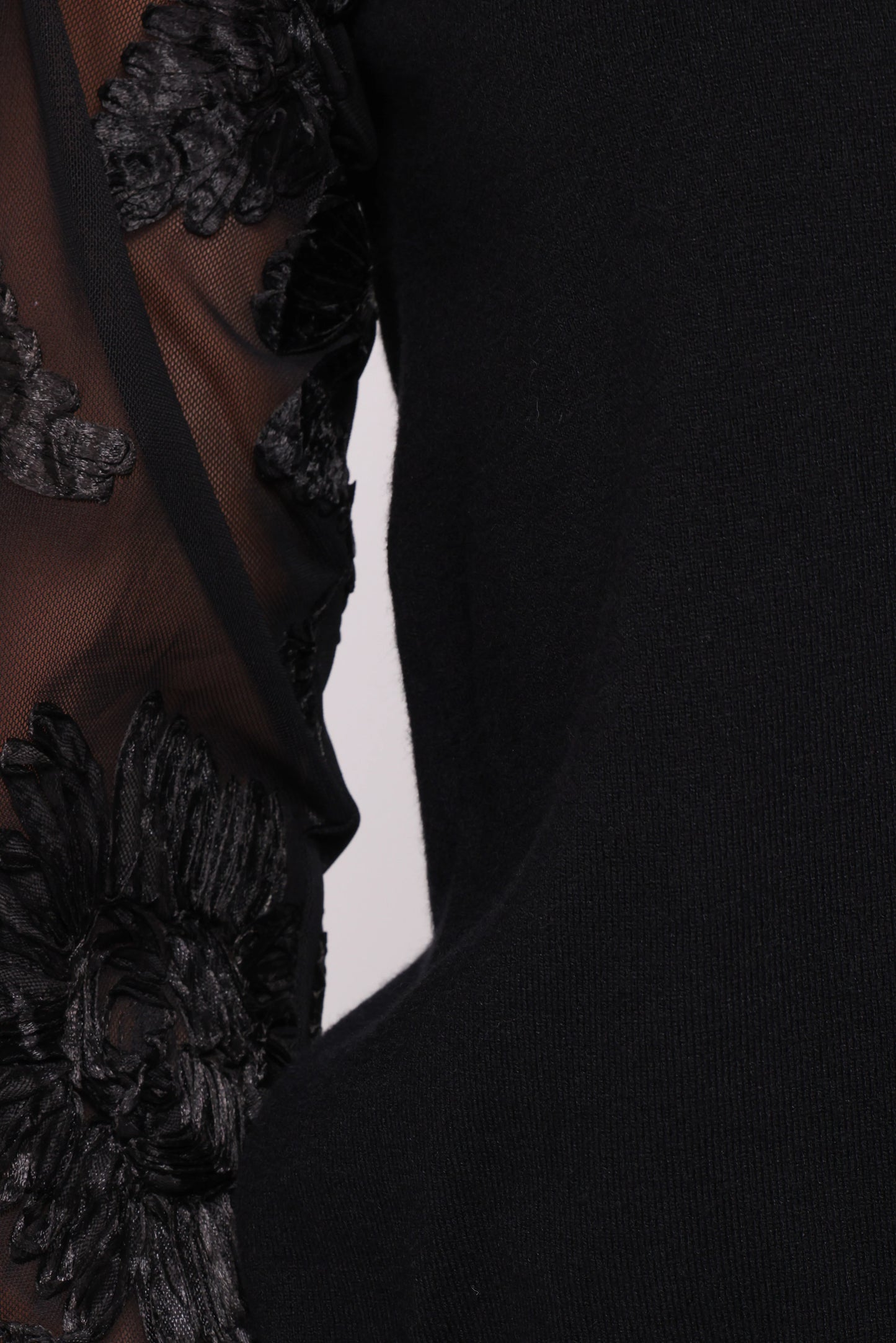Cailin Sheer Sleeve Top - Black