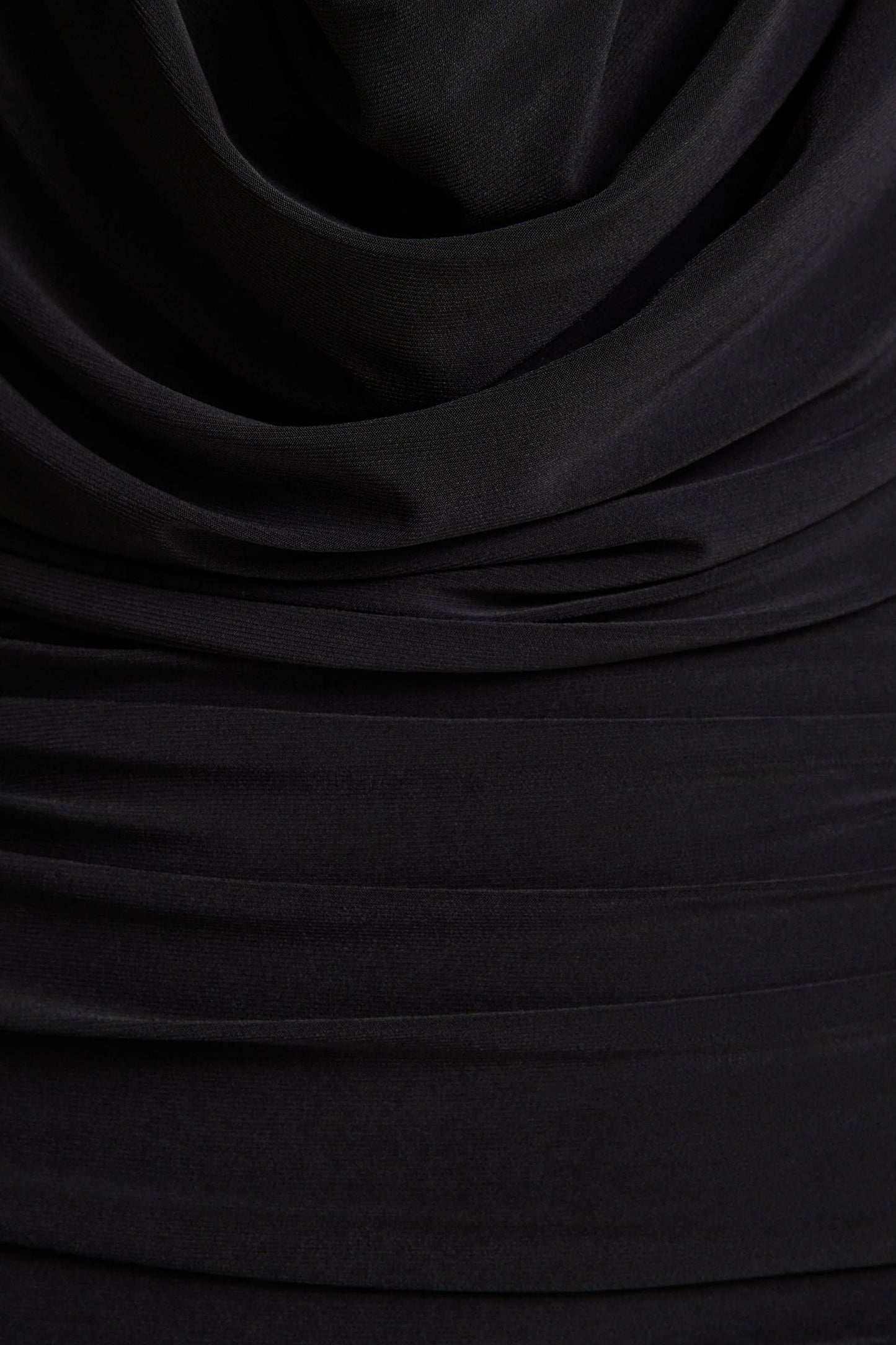 Griselda Black Plunge-Neck Midi Dress With Sheer Long-Sleeves