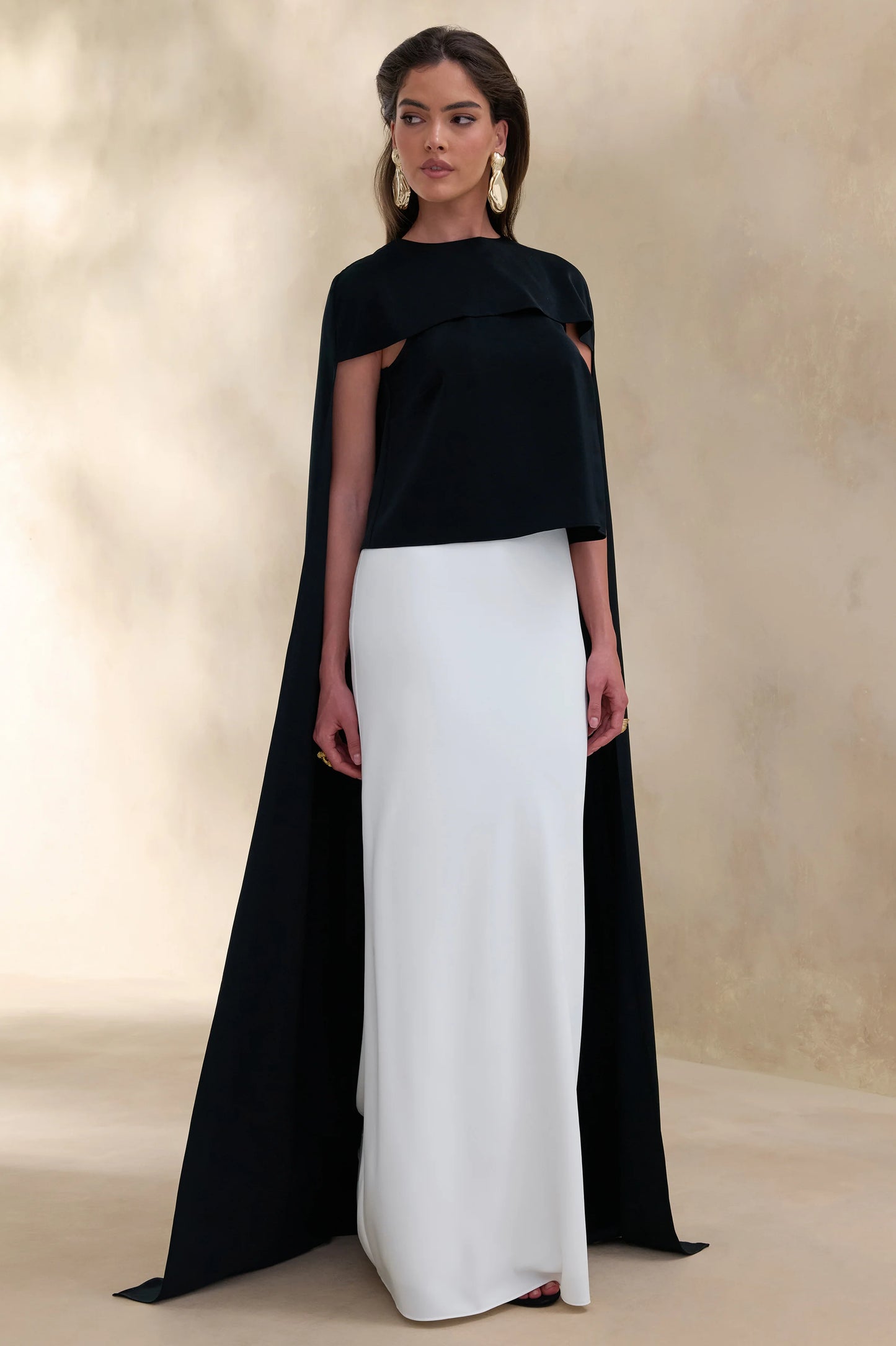 Iveta White Satin Maxi-Skirt
