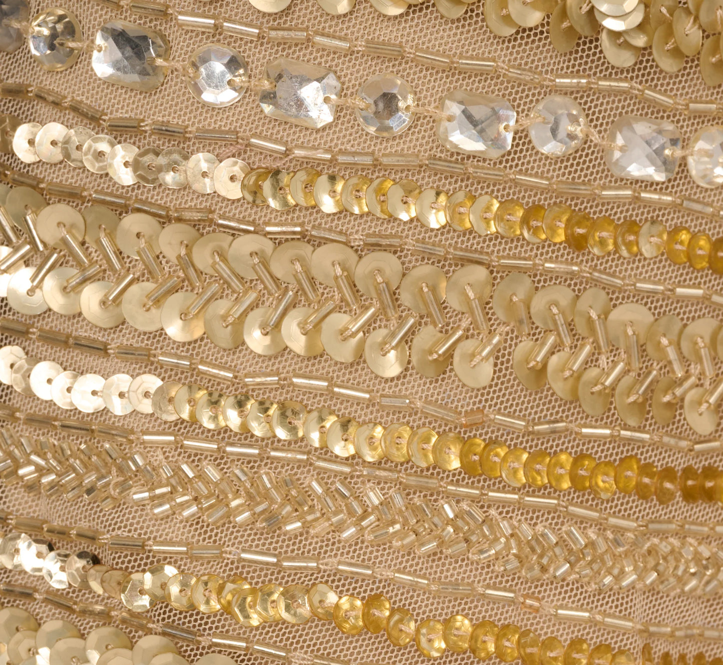 Off Shoulder Sequin Bead Column Gown In Gold