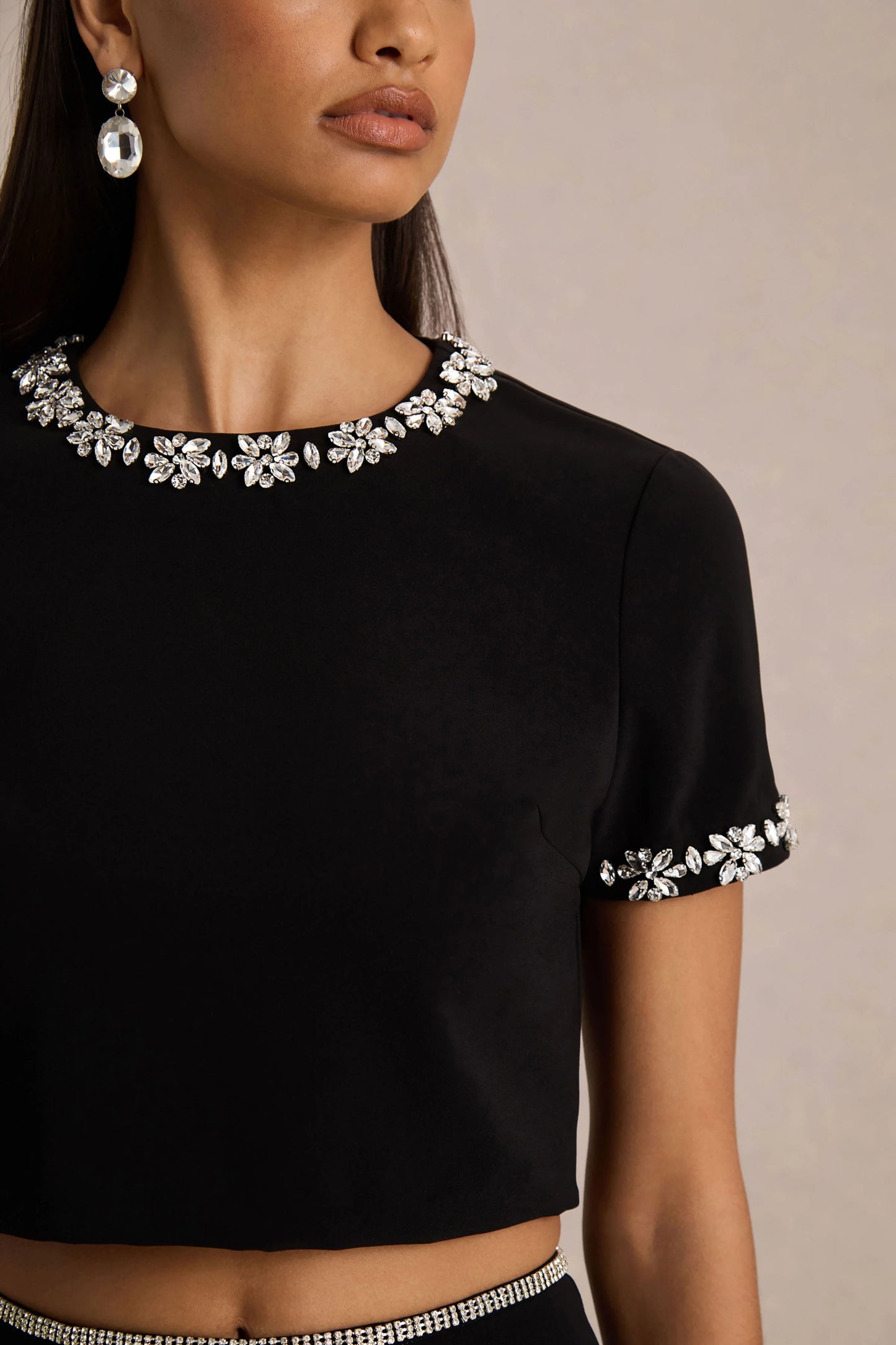 Aven Black Hand-Embellished Maxi Skirt