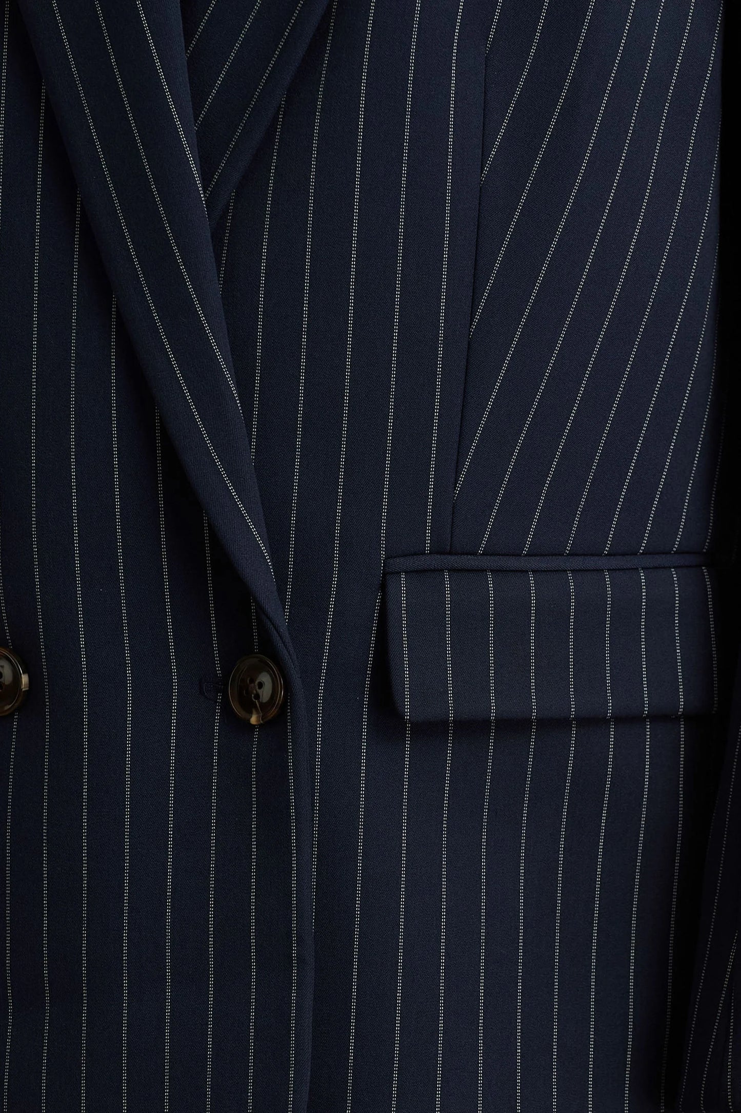 Alana Navy Pinstripe Plunge-Neck Oversized Blazer
