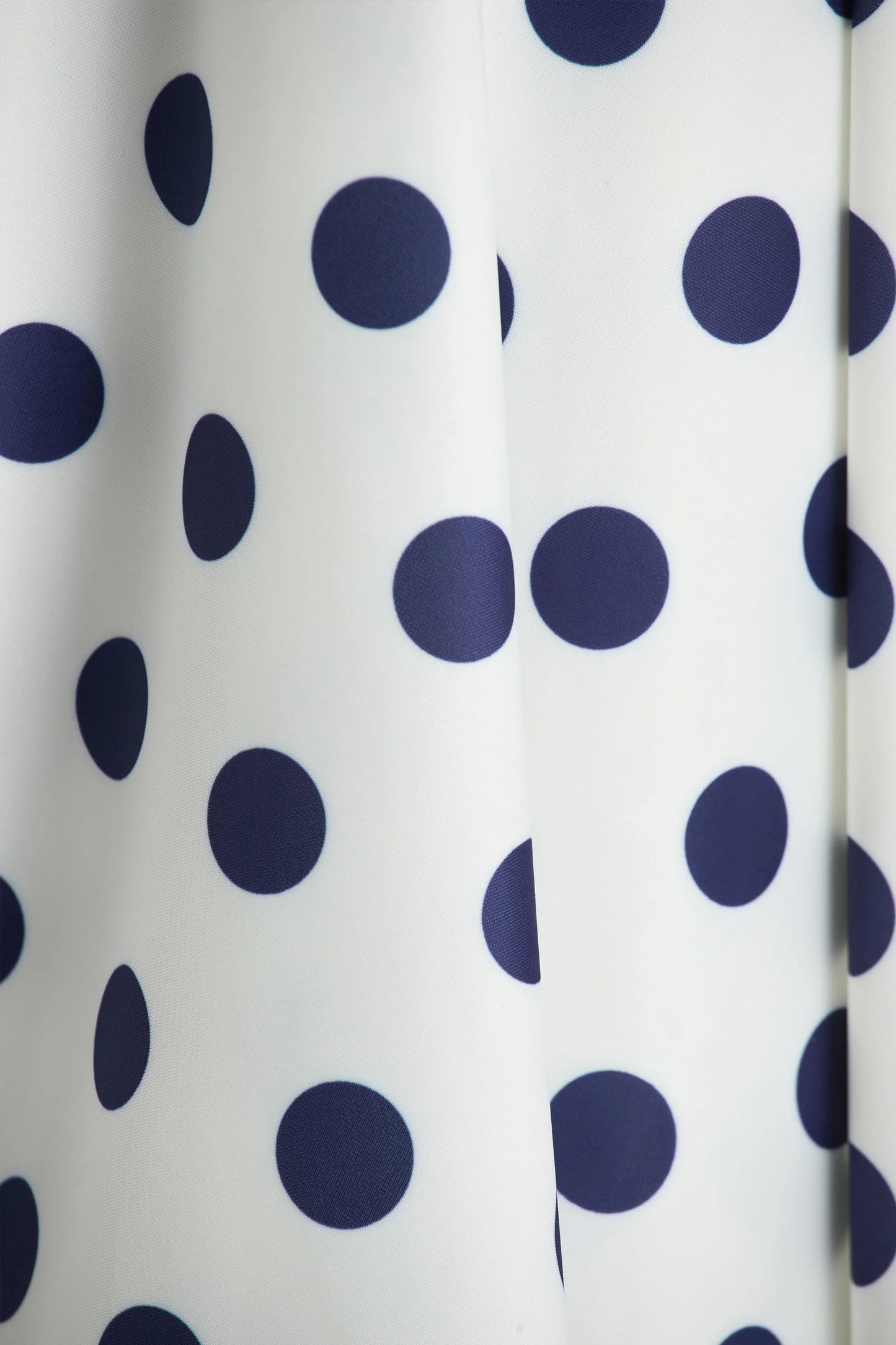 Berta White And Navy Polka-Dot Square-Neck Midi Dress