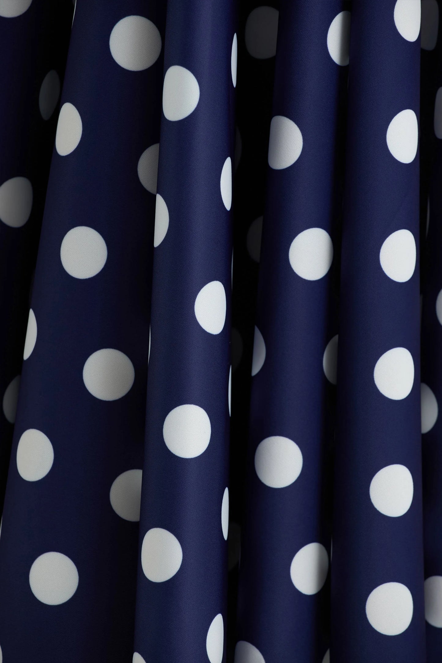 Berta Navy And White Polka-Dot Square-Neck Midi Dress