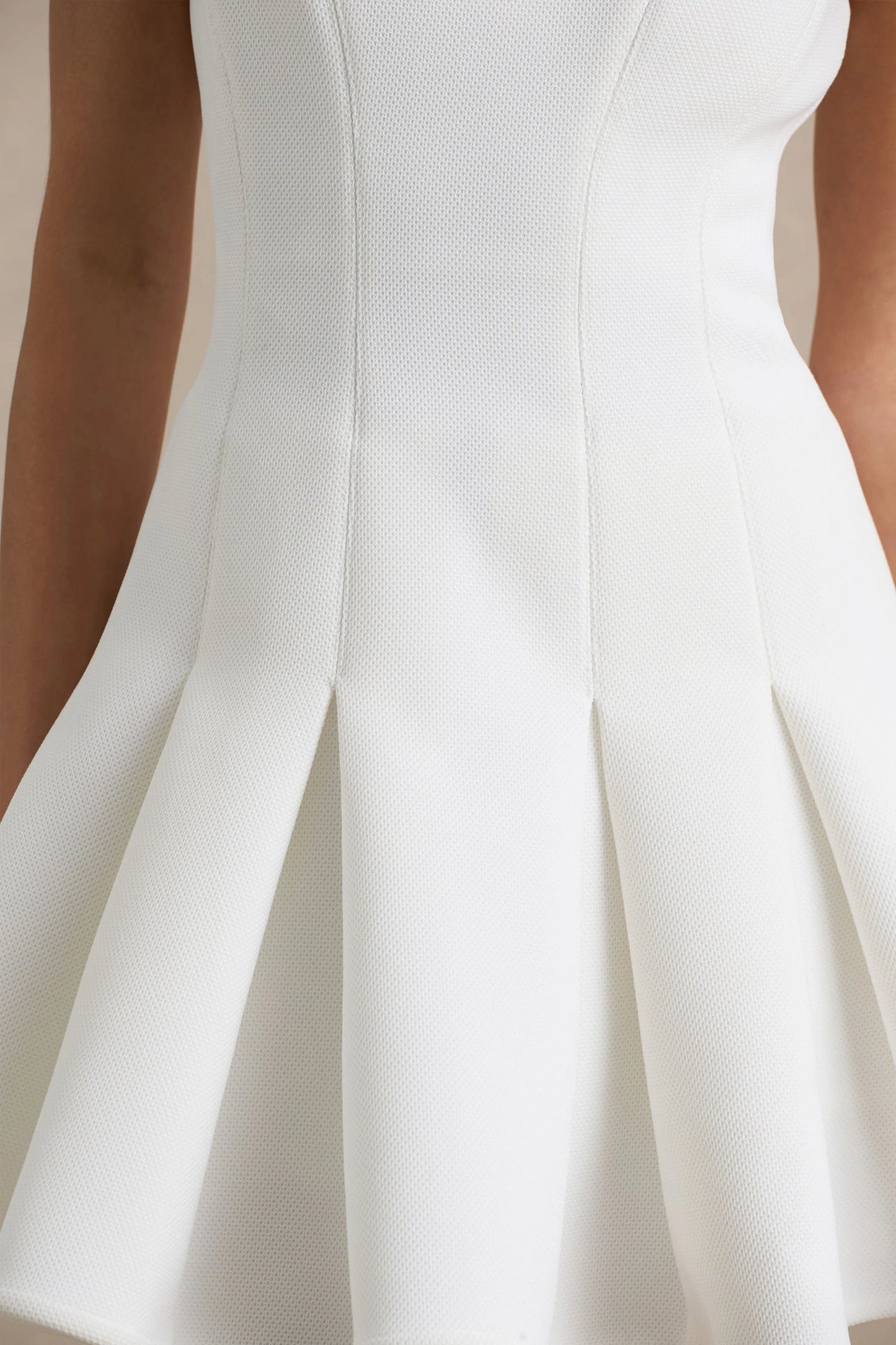 Leilani White Round-Neck Mini Skater Dress
