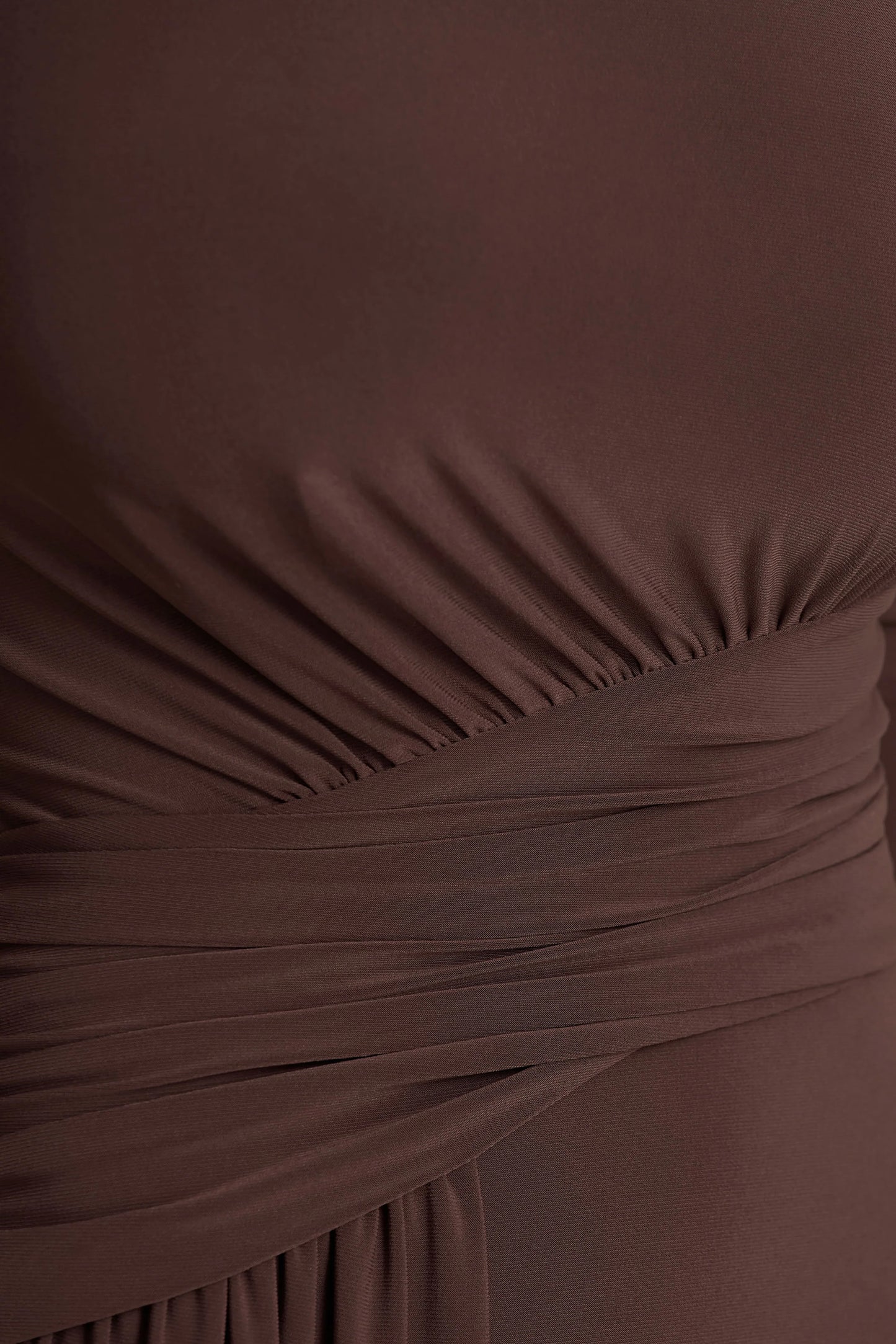 Virelle Brown Boat-Neck Maxi Dress With Wrap Detail And Sash