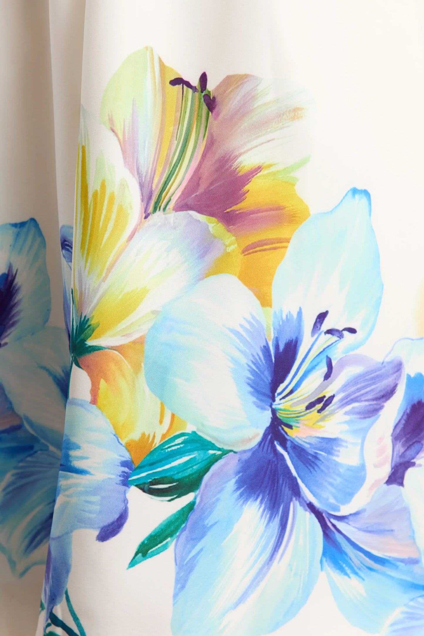 Annalise Blue And Yellow Floral Border Print Bandeau Skater Midi Dress