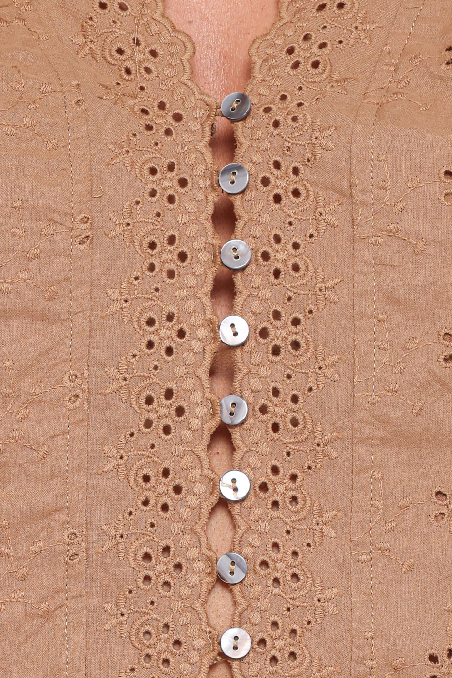 Lorraine Eyelet Top - Brown