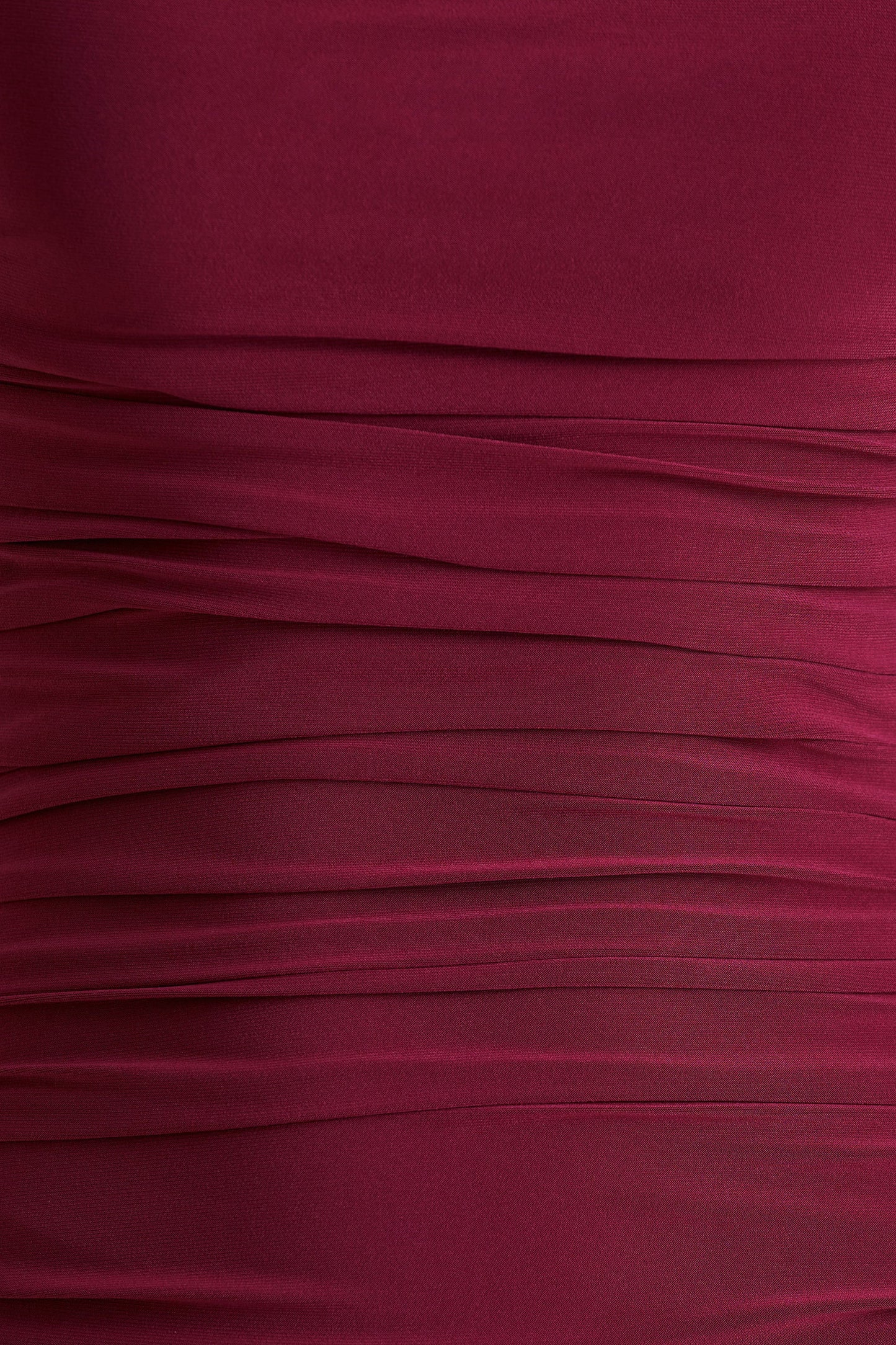 Aniyah Burgundy Slashed-Neck Maxi Dress With Ruched Detailing