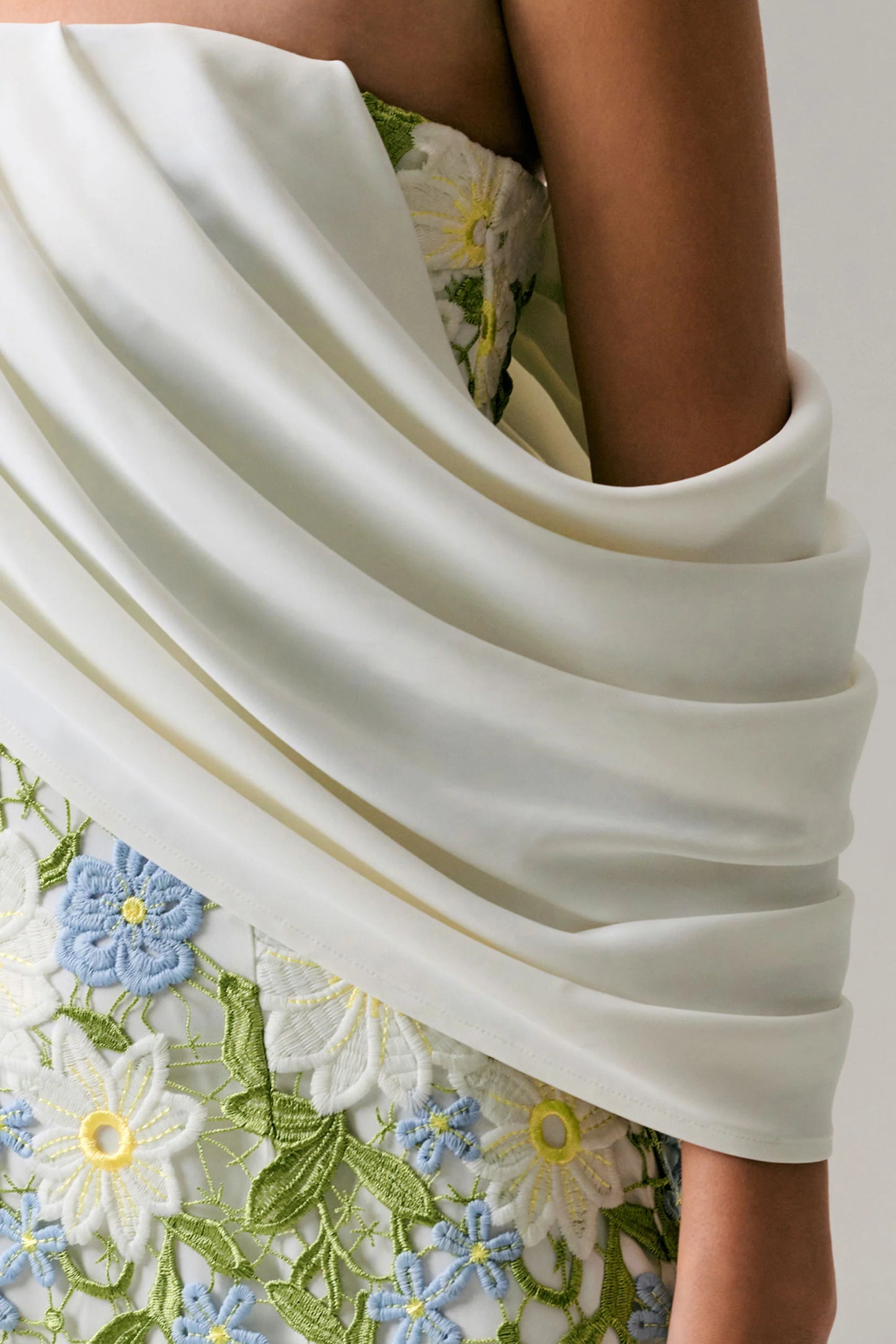 Entitled Cream Floral Lace Bardot Midi Dress