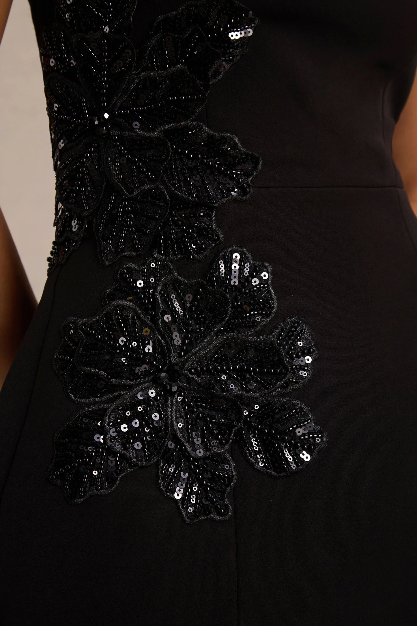 Lillian Black Halter-Neck Mini Dress With Embellished Detailing