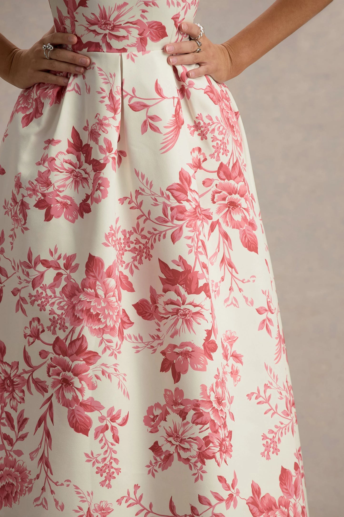 Annalise Pink Porcelain Print Bandeau Skater Midi Dress