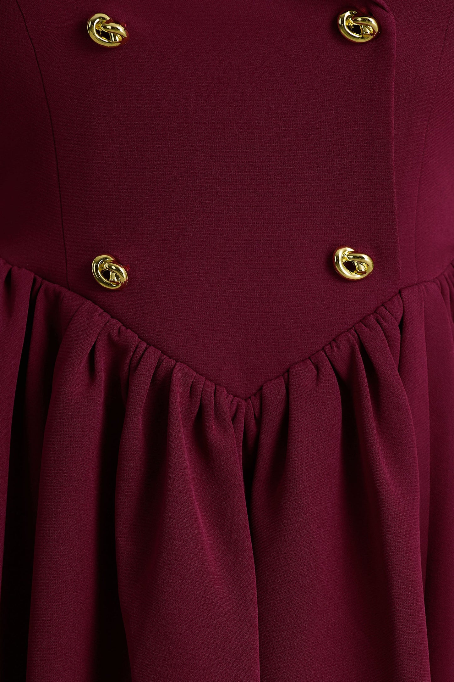 Lisa Burgundy Plunge-Neck Tailored Midi Dress With Button-Detailing