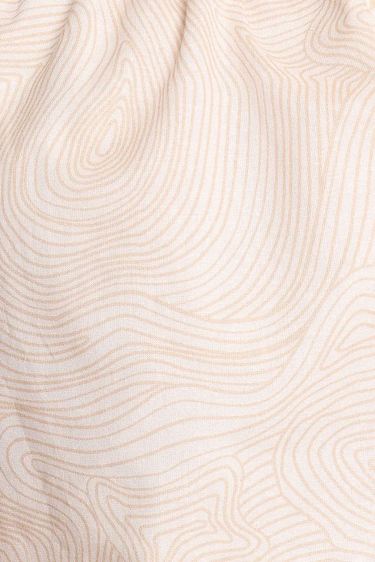 Zion Off Shoulder Long Sleeve Top - Tan Swirl