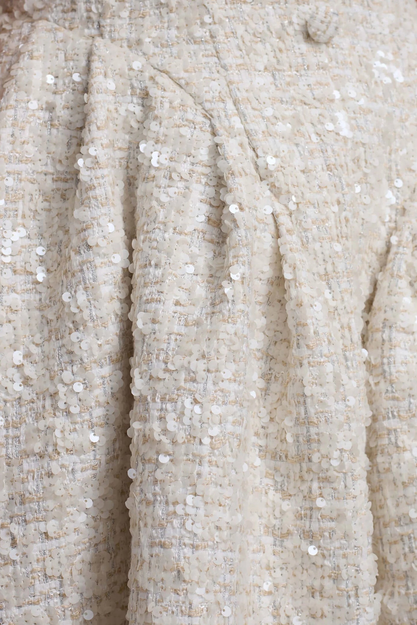 Sugar Plum Cream Boucle Square-Neck Mini Dress