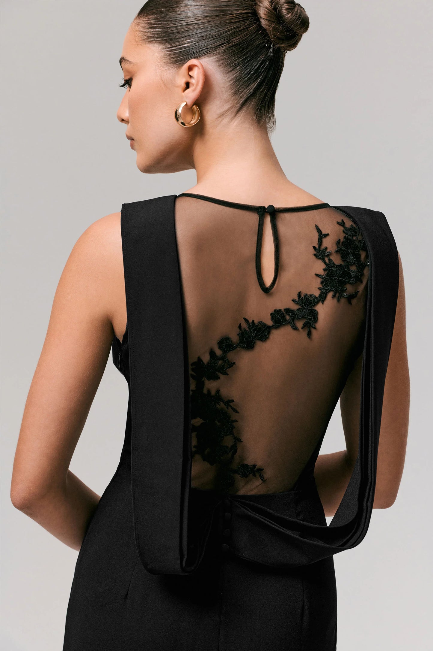 Maxie Black Round-Neck Maxi Dress With Back Detail