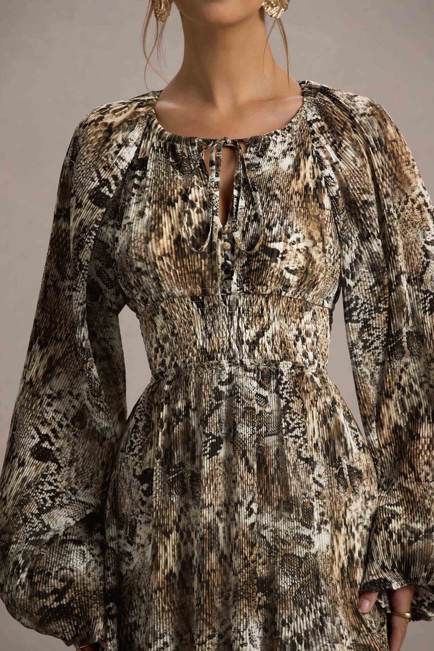Namir Snake Print High-Low Chiffon Maxi Dress