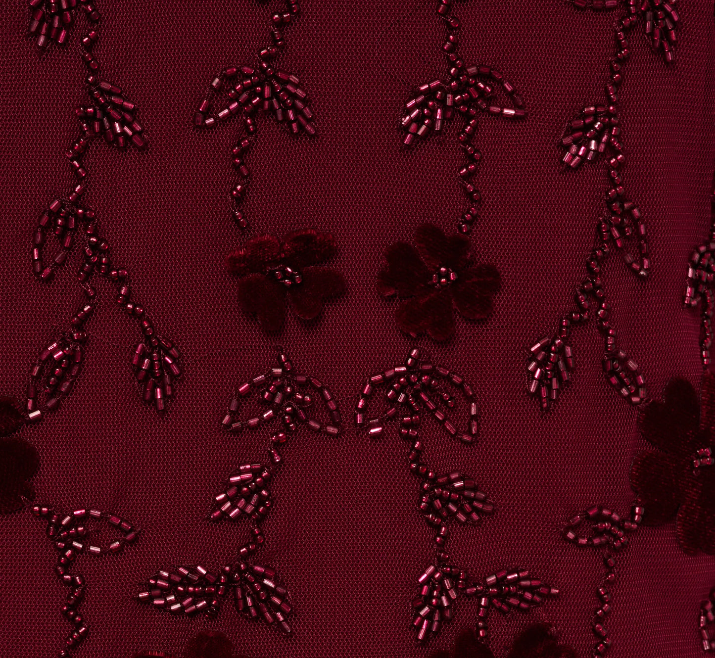 Plus Size Three Quarter Sleeve Velvet Floral Bead Sheath Dress In Mahogany