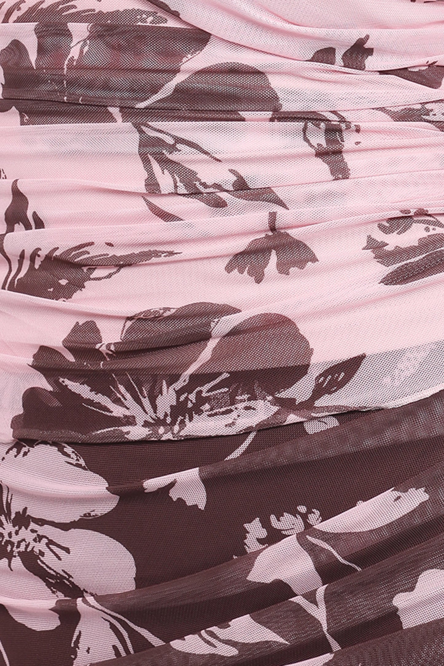 Navida Mesh Midi Skirt - Pink Brown Floral