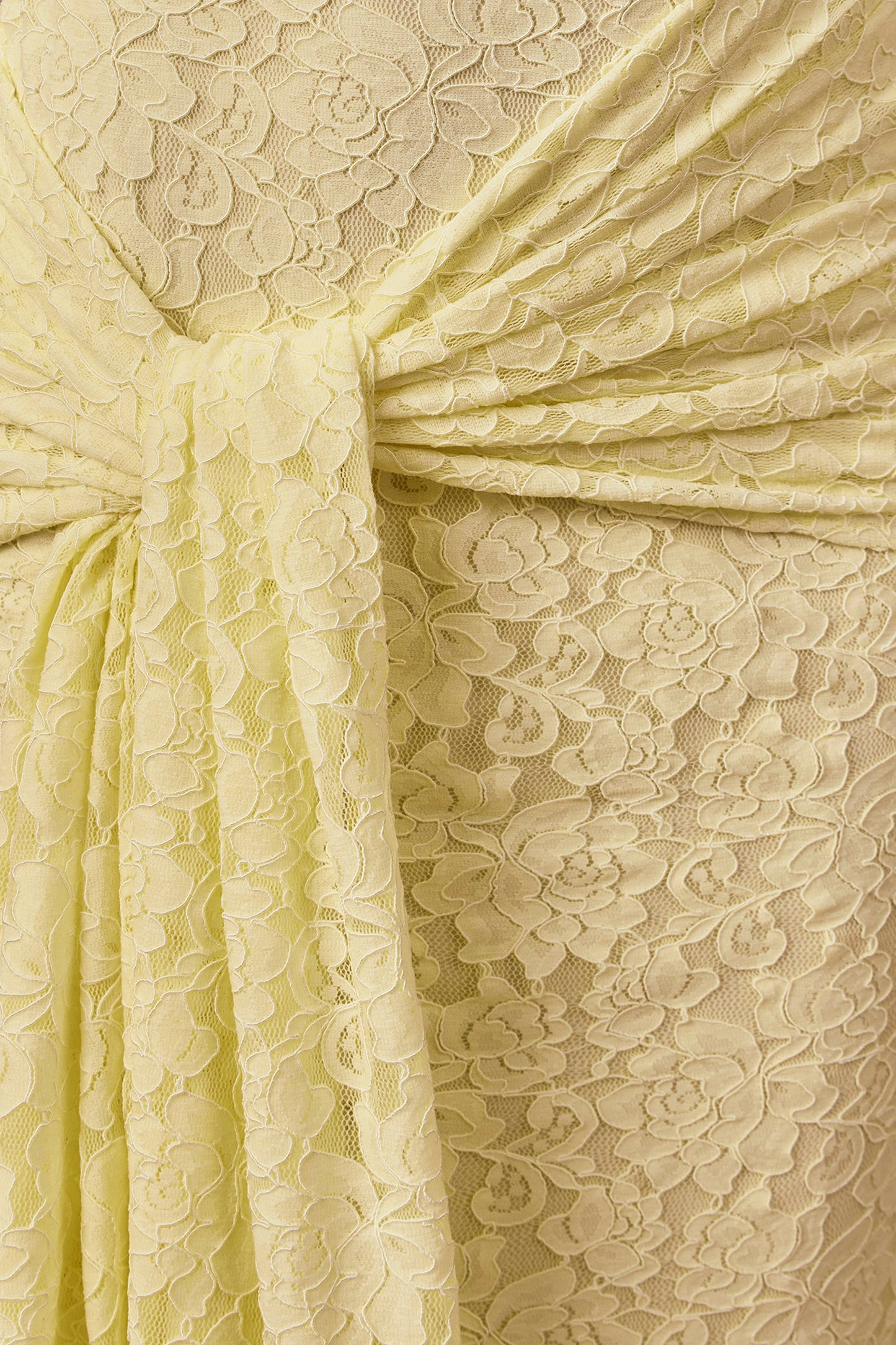 Evangela Lemon Lace Crew-Neck Maxi Dress With Wrap-Detail