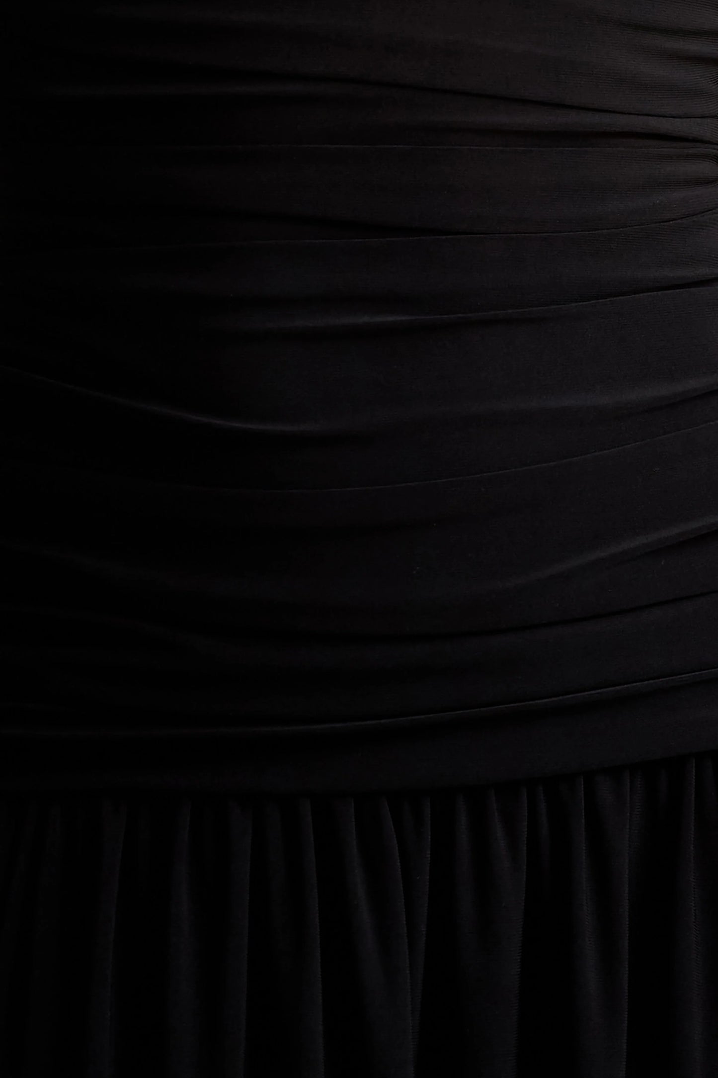 Aniyah Black High-Neck Maxi Dress With Ruched Detailing