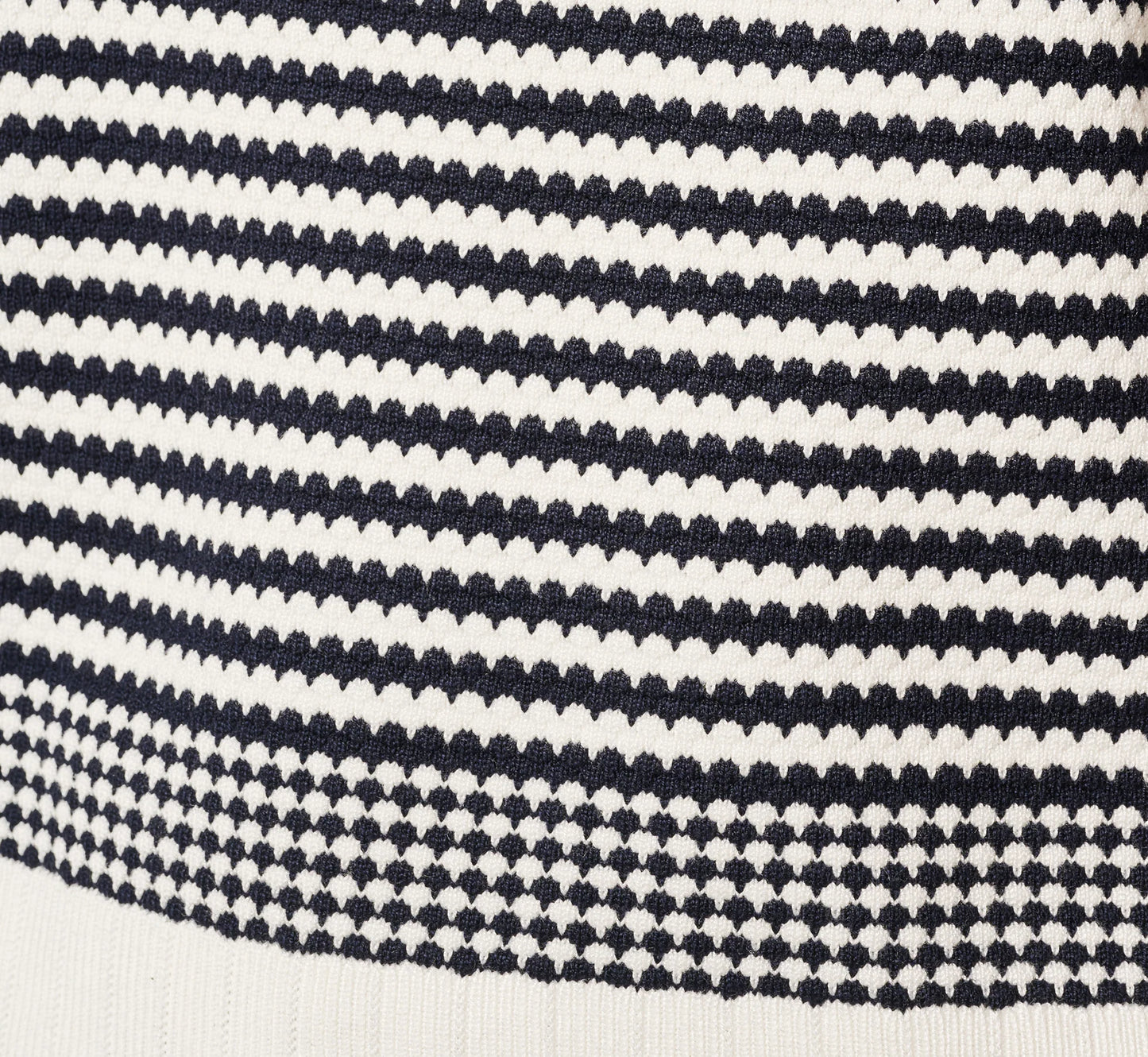 Three Quarter Sleeve Stripe Knit Sweater Top In Ivory Navy