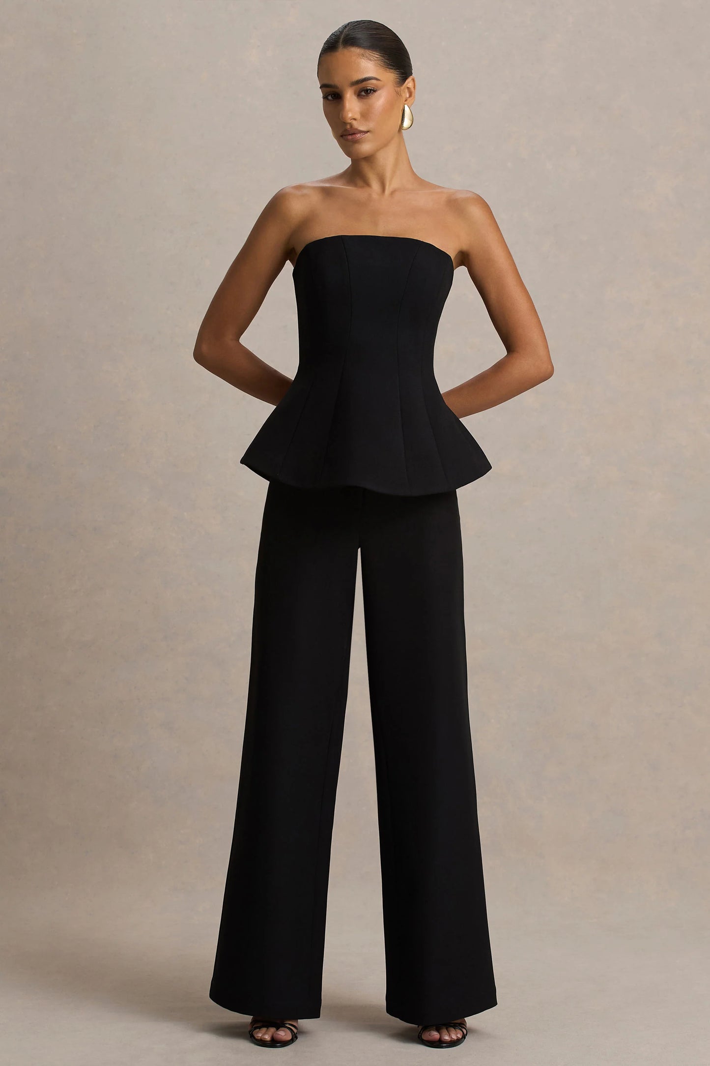 Silvia Black Straight-Leg Trousers
