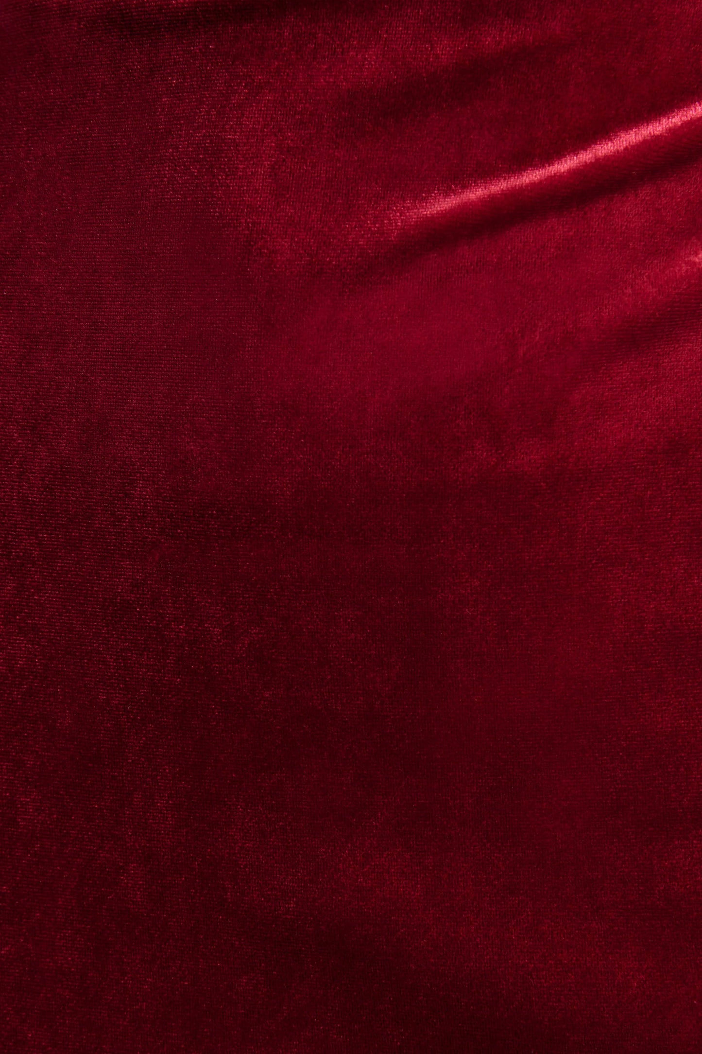 Nivina Red Velvet High-Neck Midi Dress With Cap-Sleeves