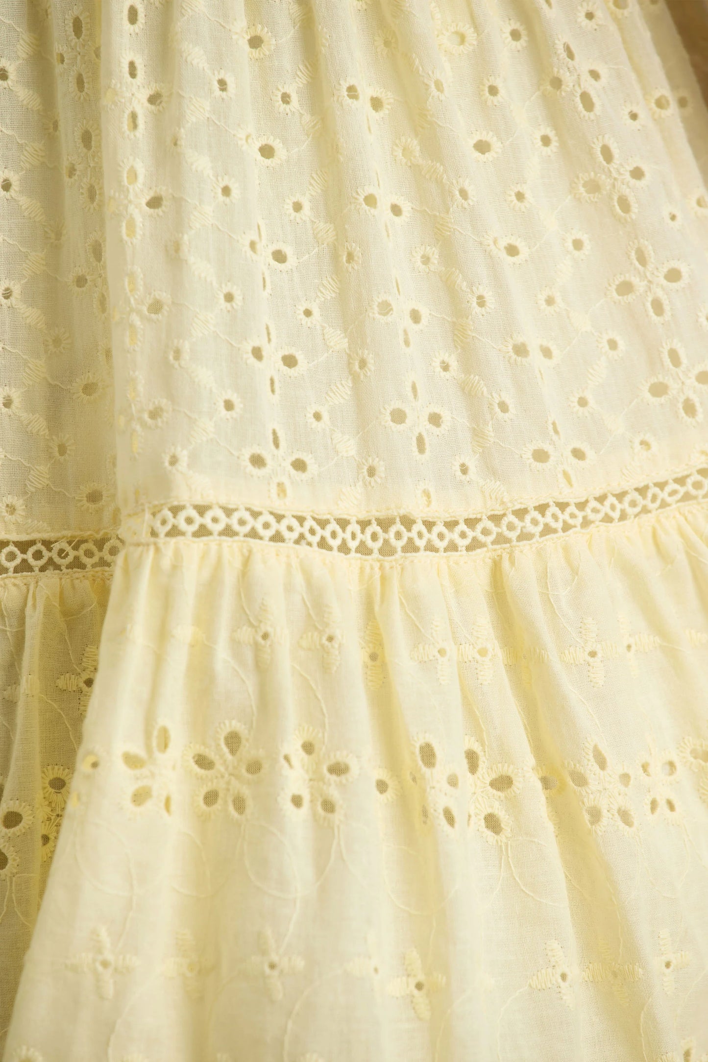Corrina Lemon Broderie Plunge-Neck Mini Dress