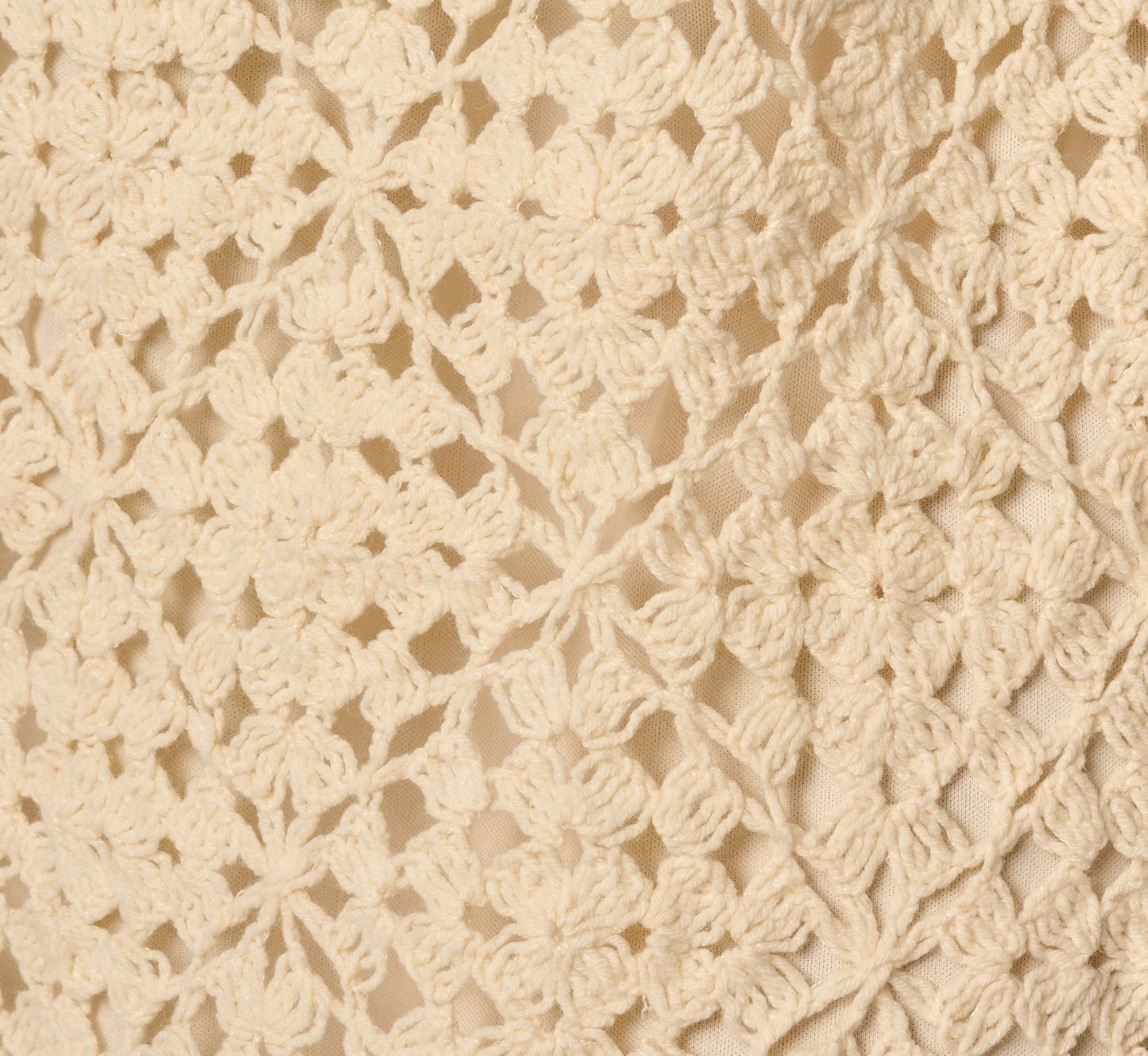 Crochet Knit Dagger Hem Midi Skirt In Cream
