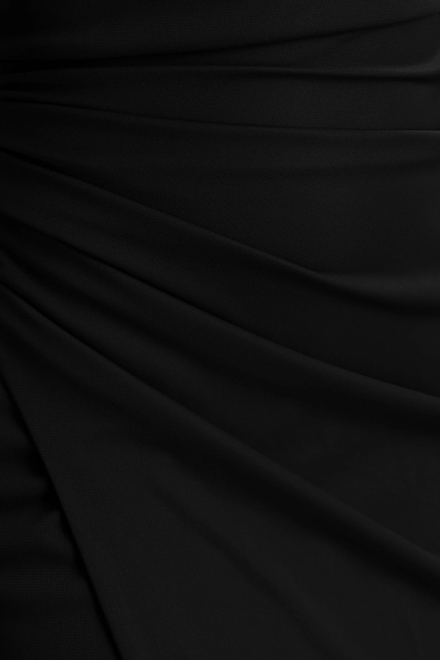Lola Black Asymmetric-Neck Maxi Dress With Ruched Detailing And Front High-Split