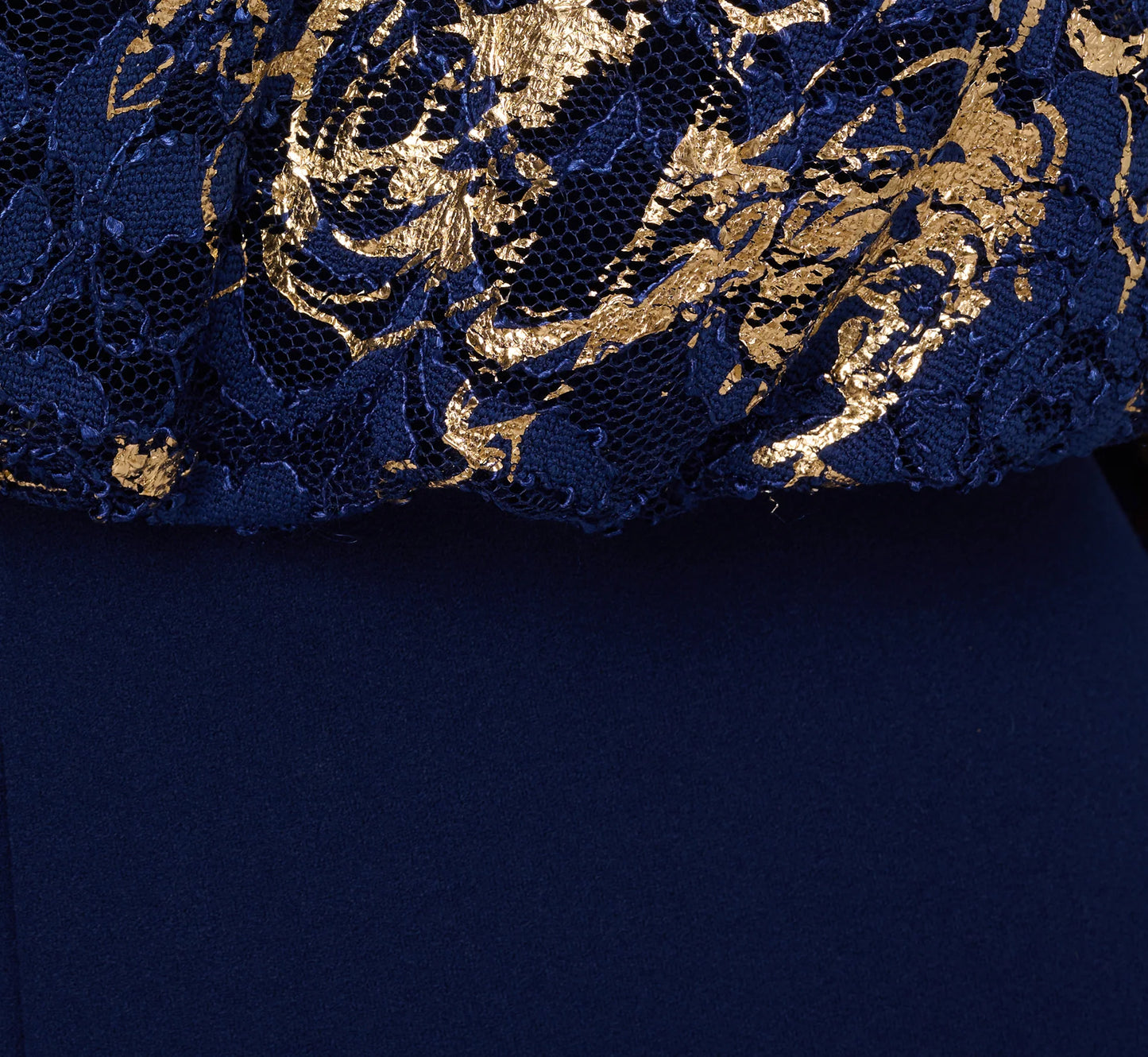 Lace And Crepe Jumpsuit In Navy Gold