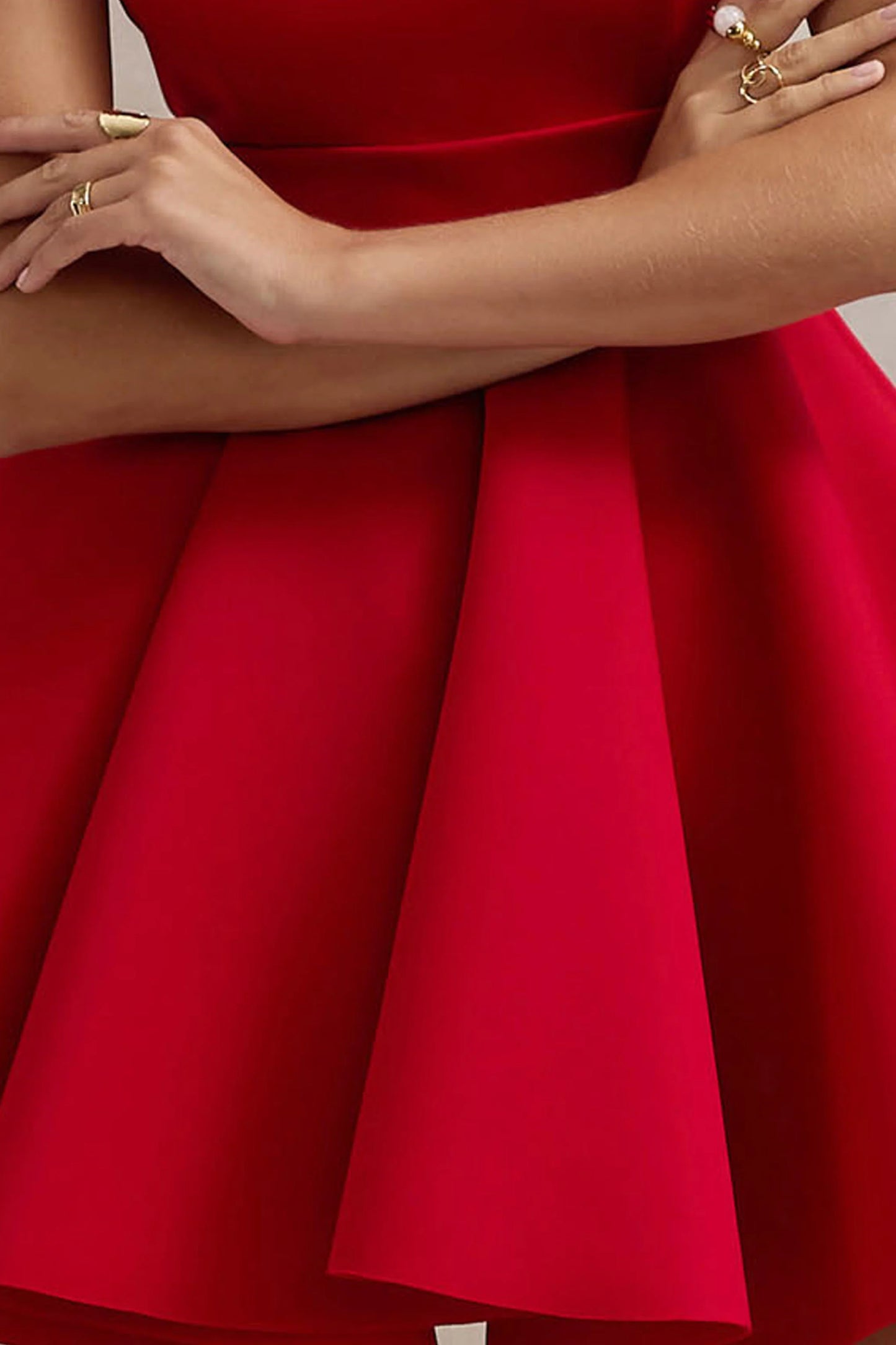 Waverly Red Racer-Neck Sleeveless Skater Mini Dress