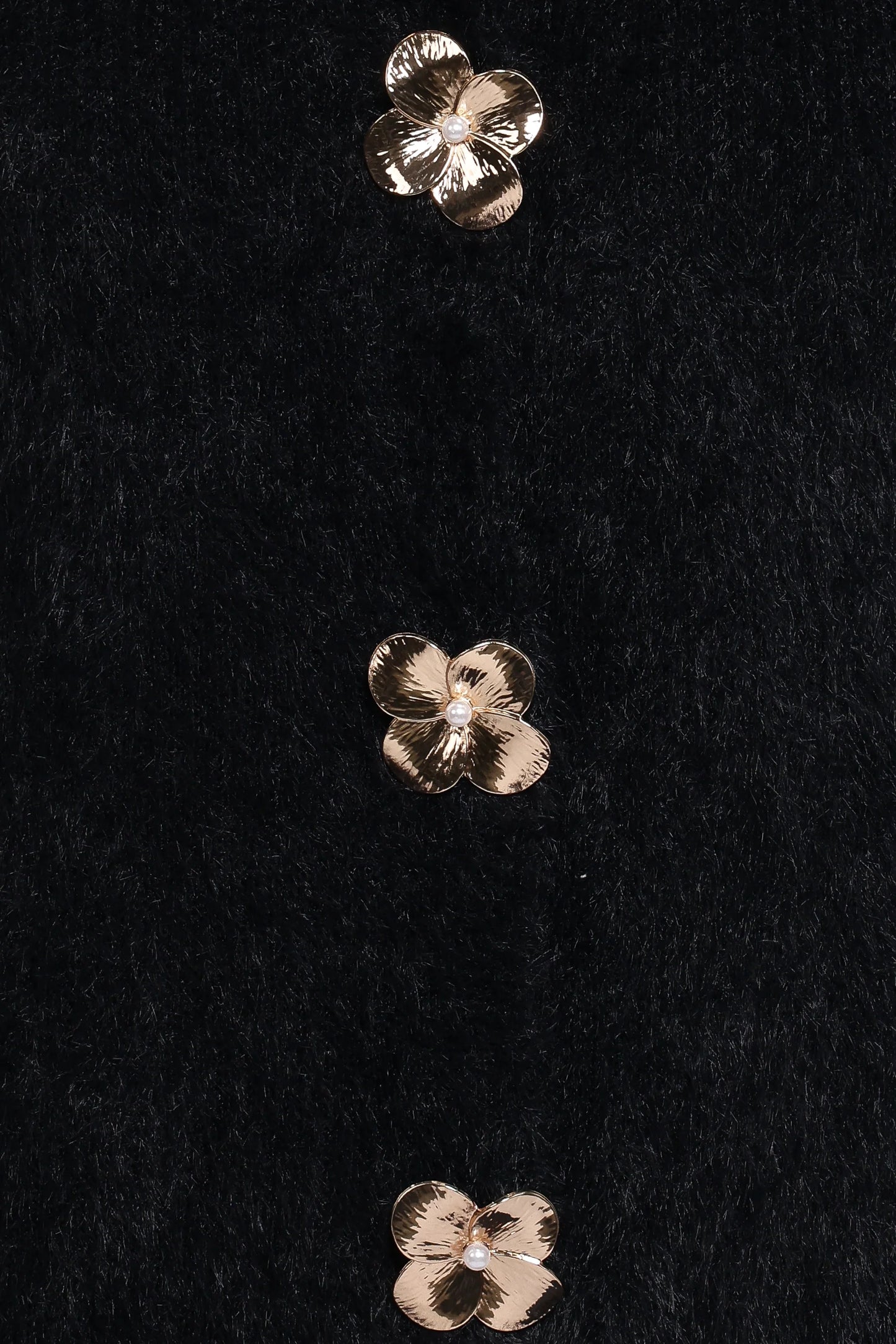 Donna Flower Button Cardigan - Black
