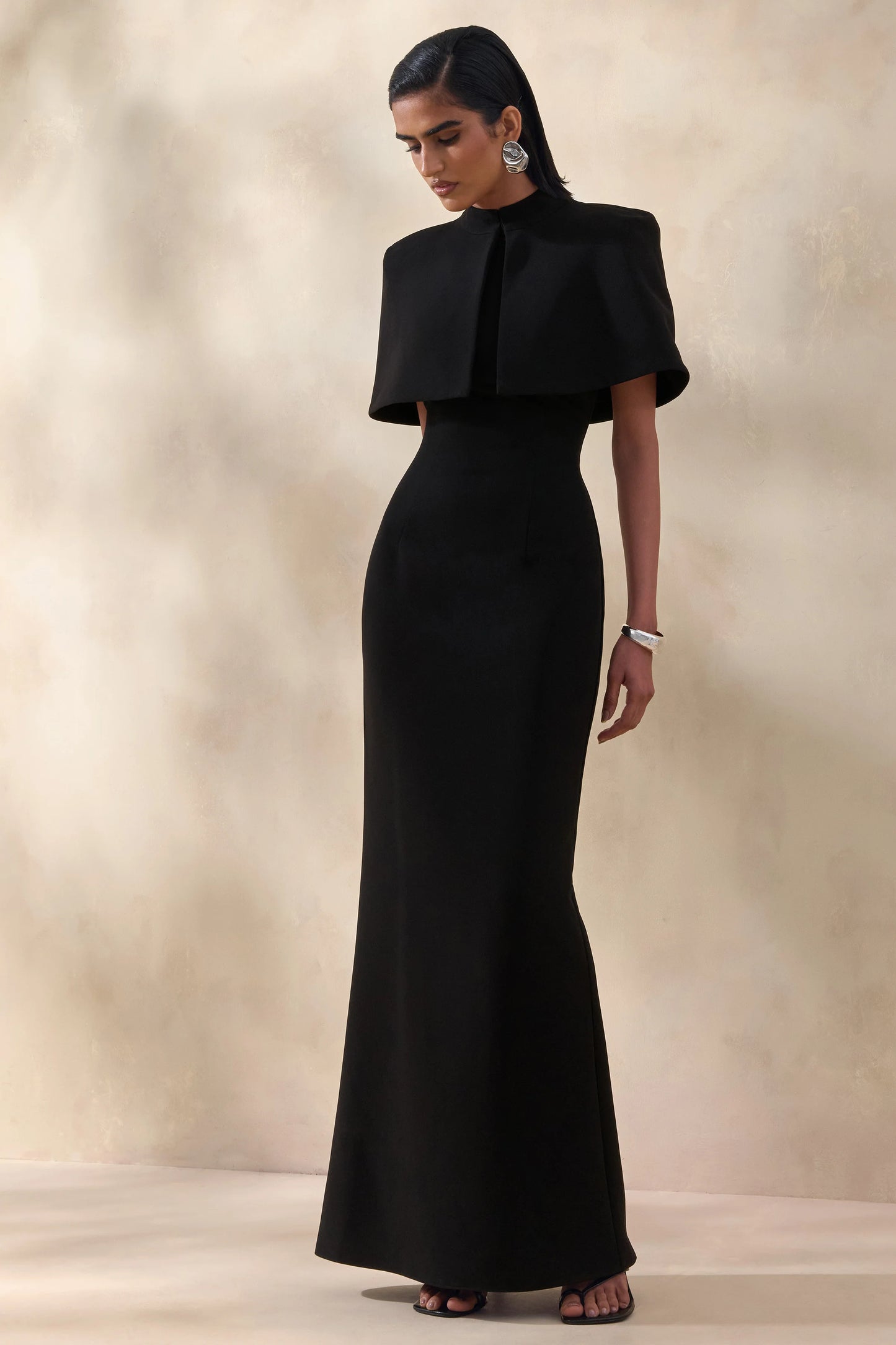 Deva Black High-Neck Cape