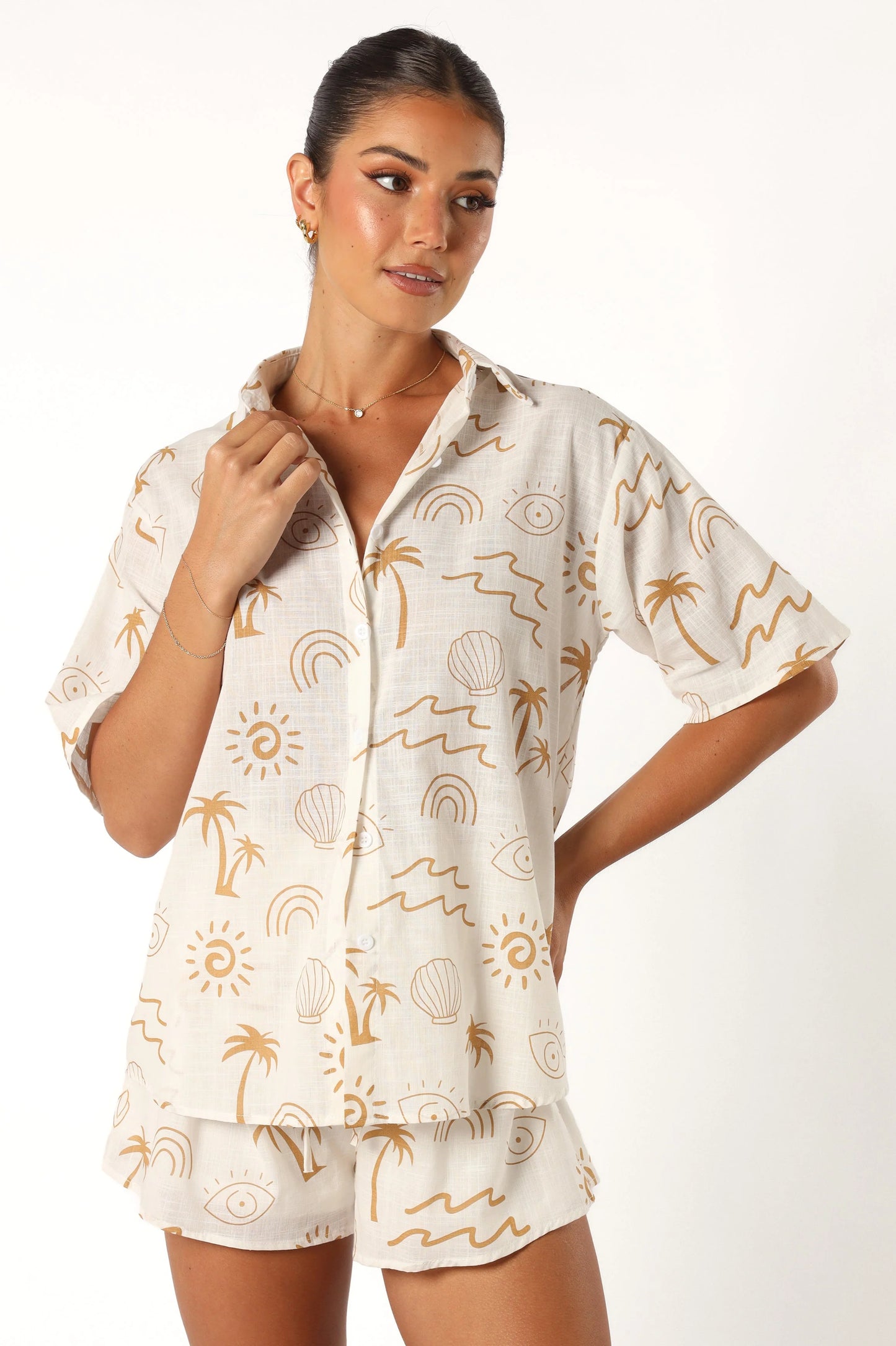 Tally Short Set - White Beige