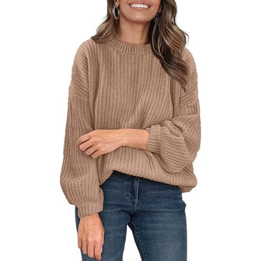 Autumn Women's Long Sleeve Ribbed Knit Sweater