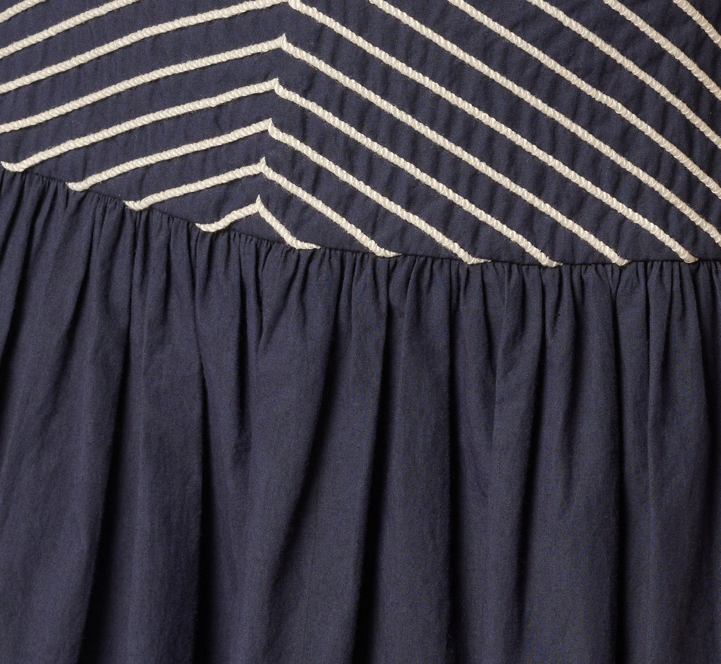 Drop Waist Chevron Cotton Midi Sundress In Navy Ivory