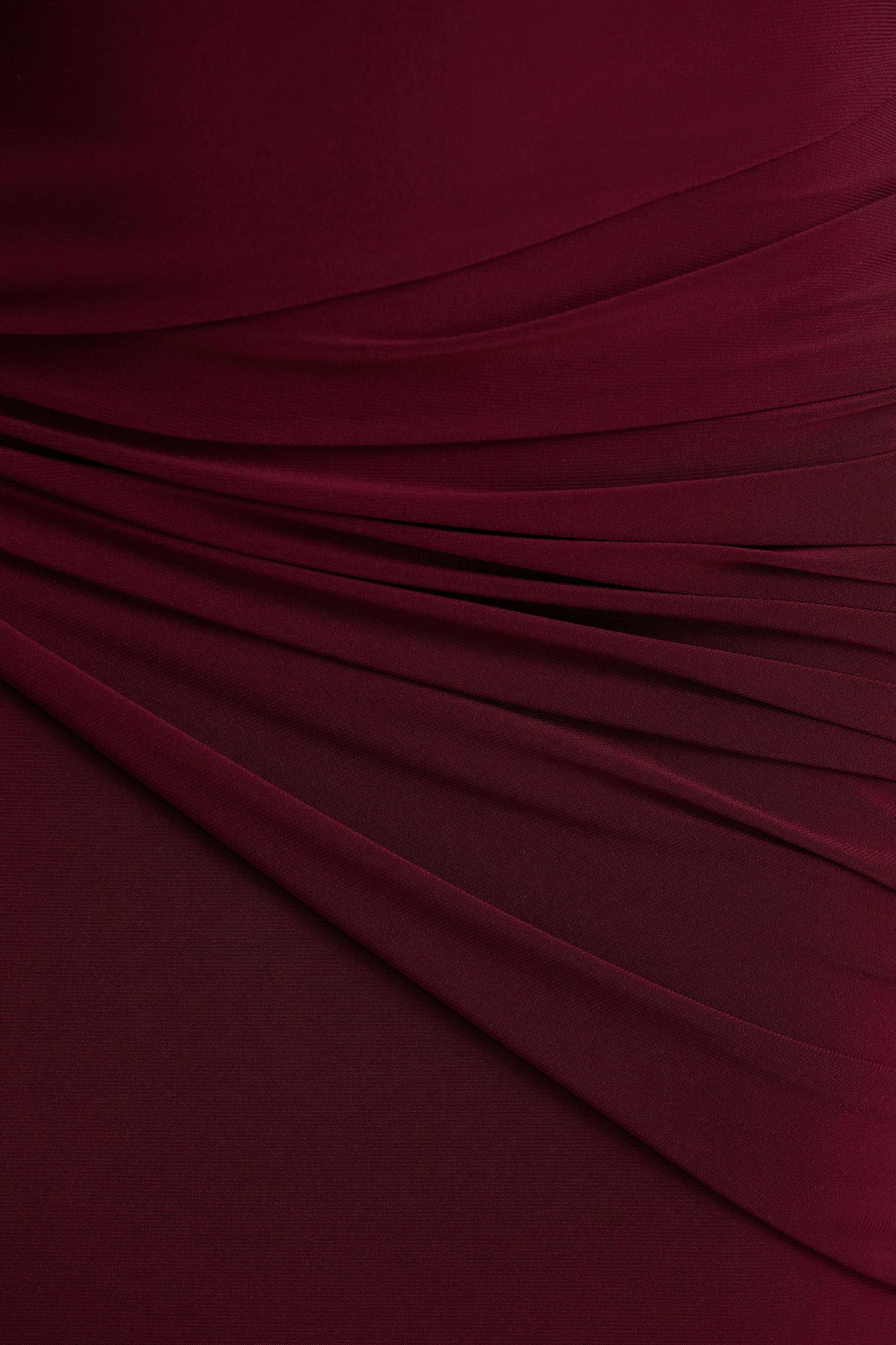 Decadence Burgundy High-Neck Wrapped Maxi Dress With Twist-Sleeve