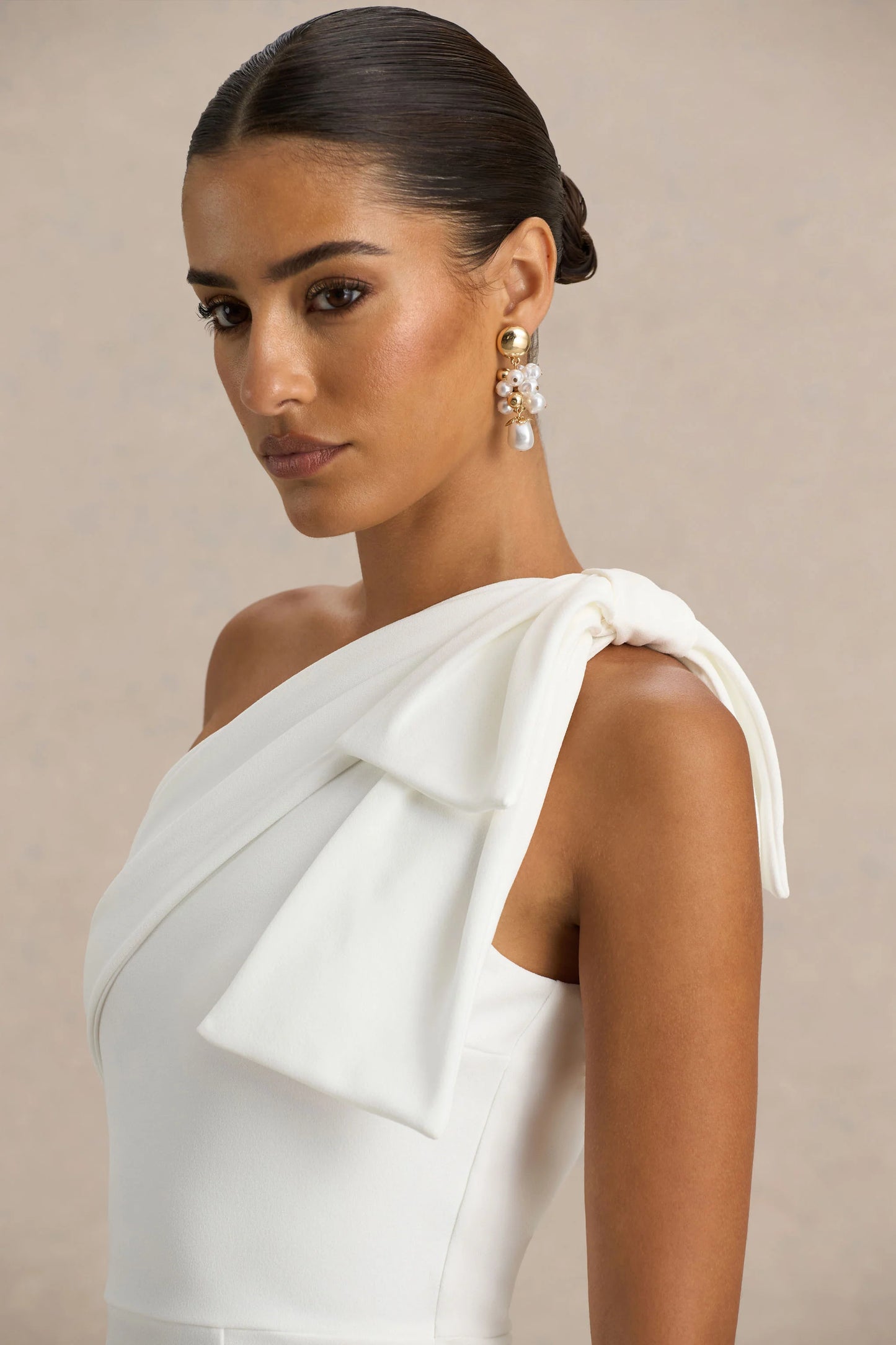 Kiri White One-Shoulder Bow Maxi Dress