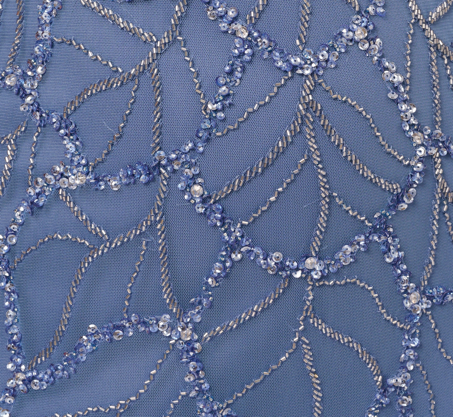 Plus Size Flutter Sleeve Surplice Beaded Gown In French Blue