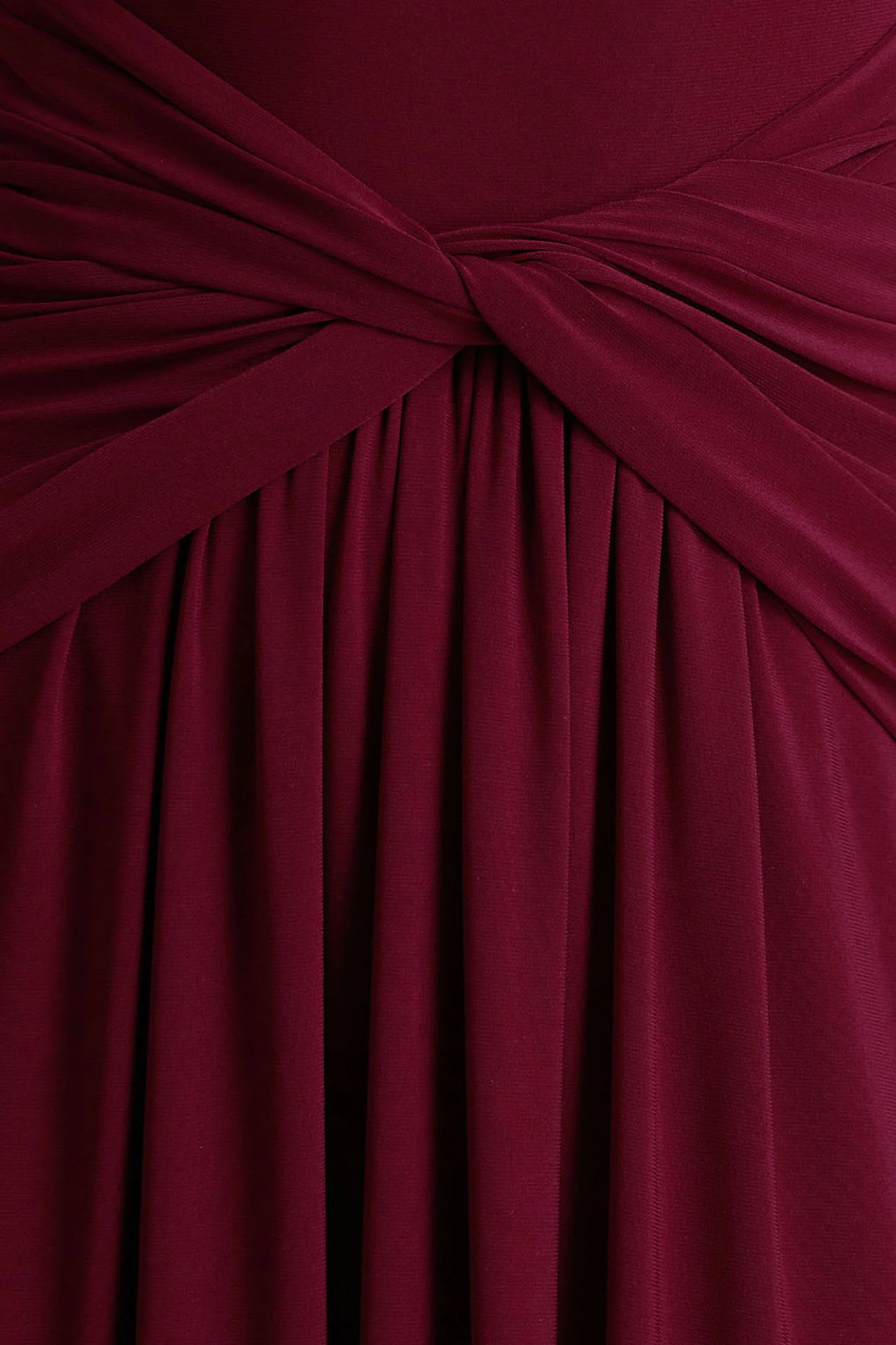 Estrella Berry High-Neck Maxi Dress With Ruched Detailing