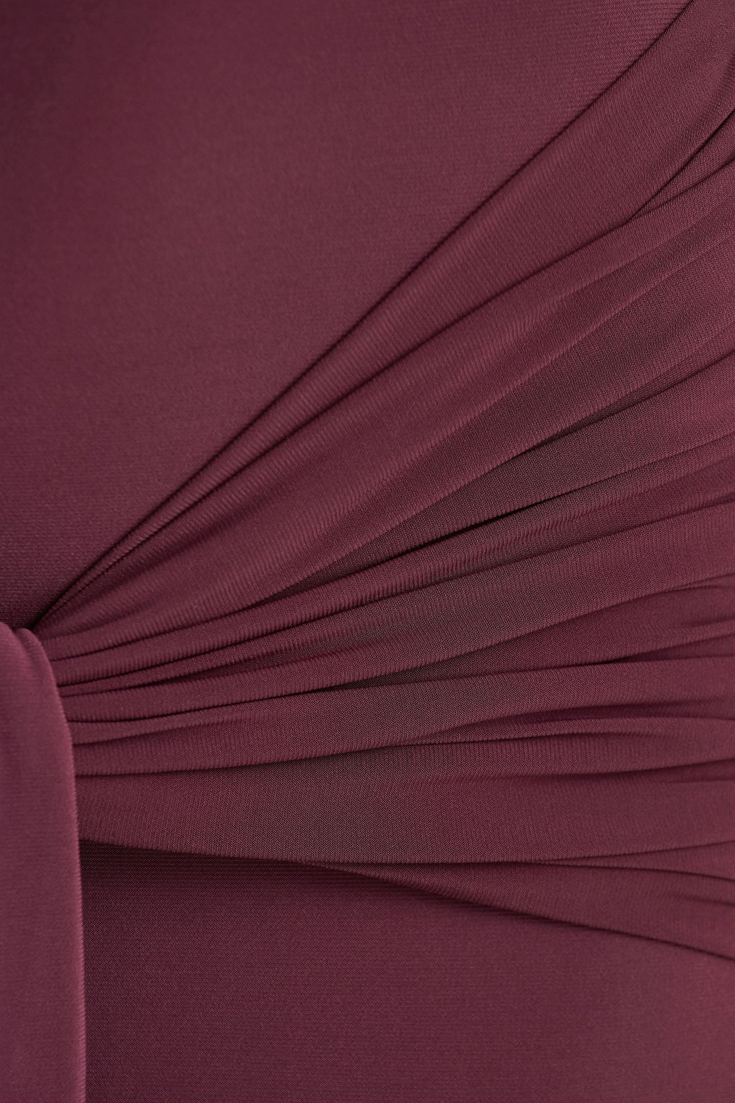 Myra Burgundy High-Neck Maxi Dress With Sash and Ruched Detailing