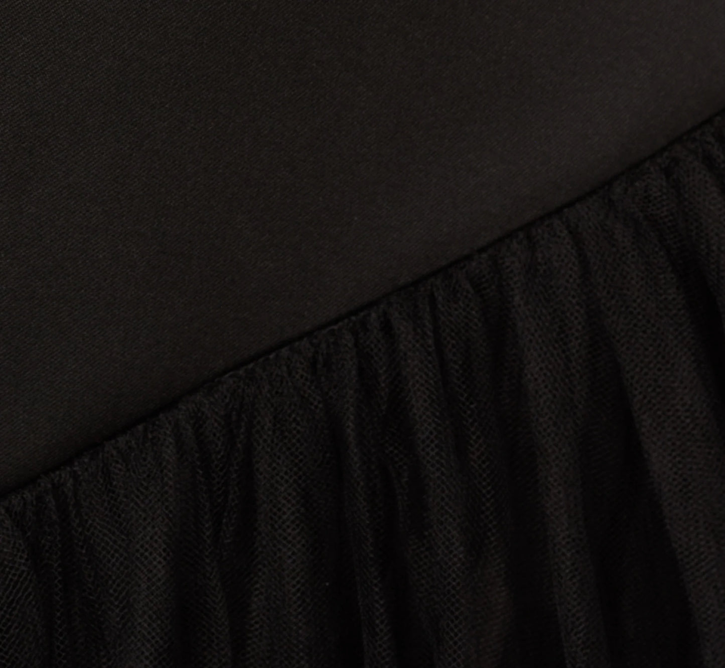 Strapless Mikado Ball Gown With Mesh Skirt In Black