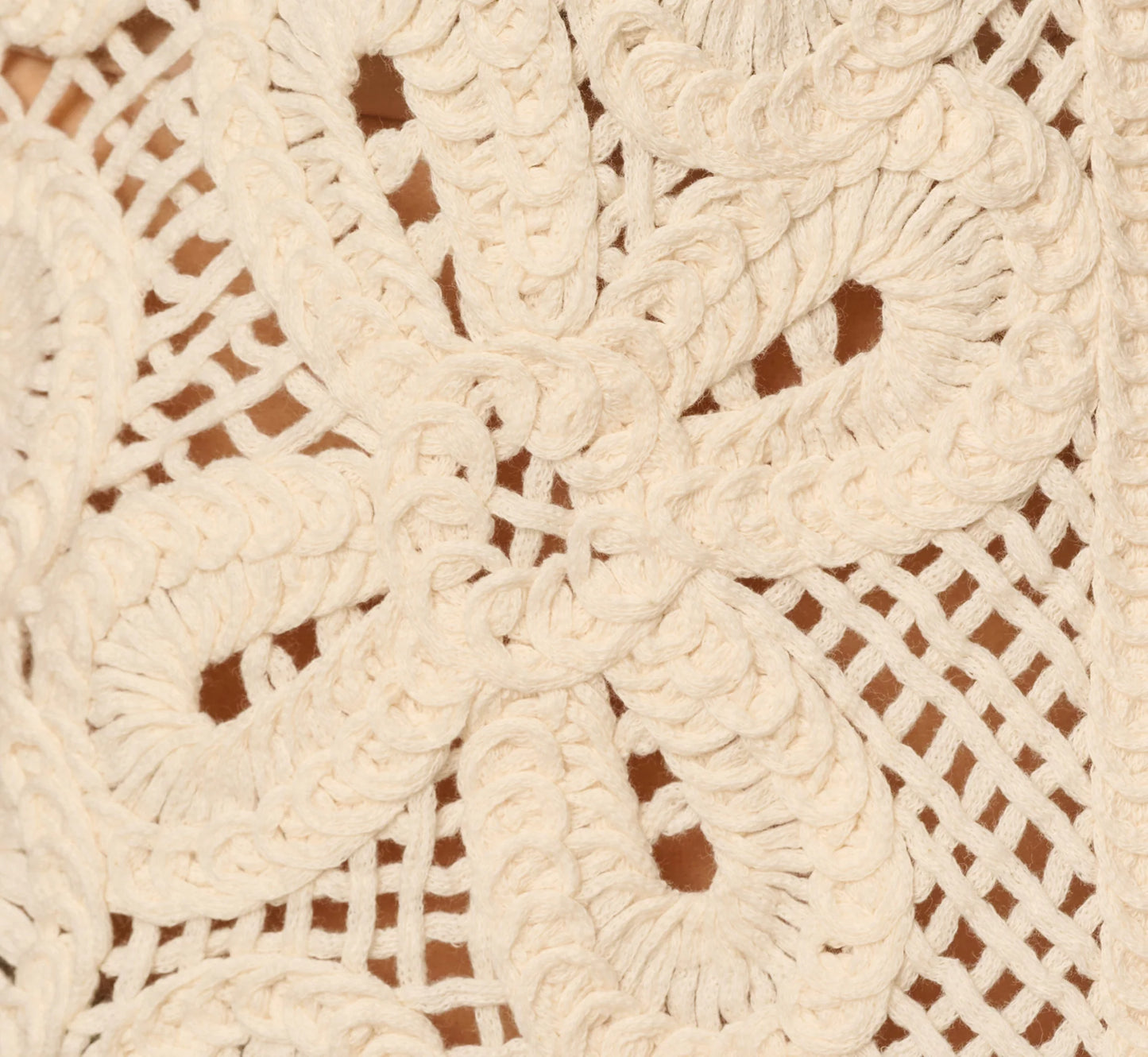 Open Knit Floral Crochet Vest In Oatmeal