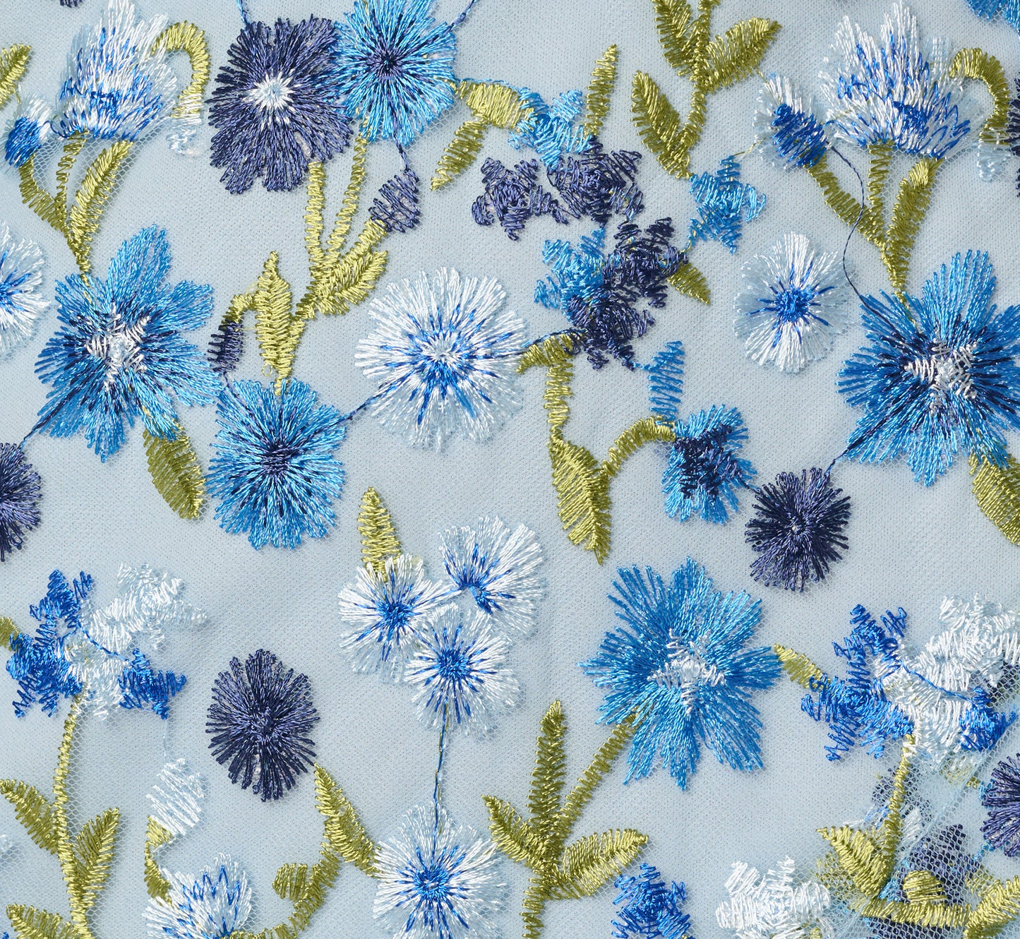 Floral Embroidered Flounce Halter Dress In Blue Multi