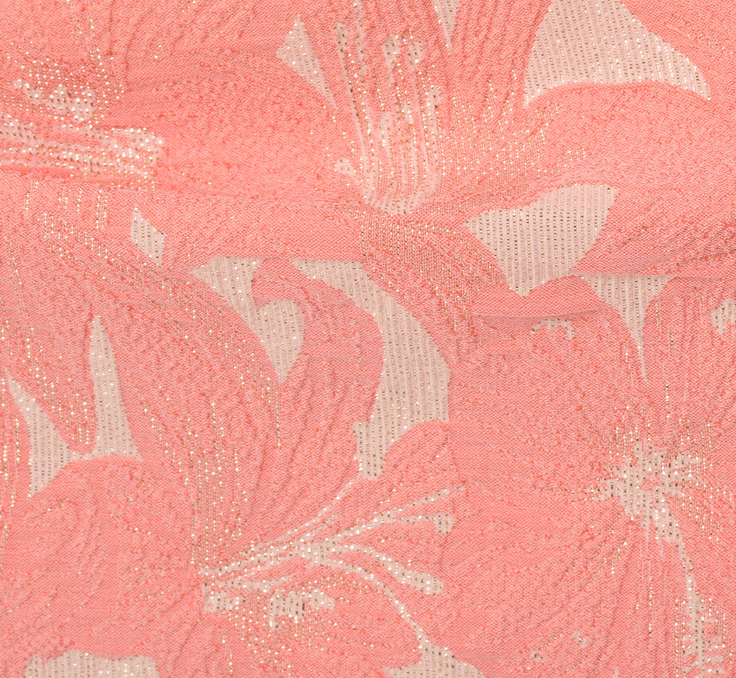 Hibiscus Jacquard Sheath Dress With Tucked Details In Light Coral